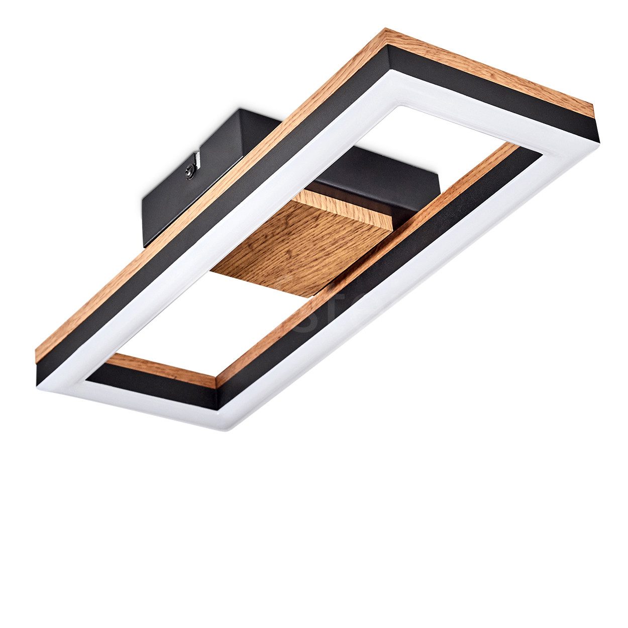 hofstein Deckenleuchte Deckenlampe aus Metall/MDF/Kunststoff in Schwarz/Hol günstig online kaufen