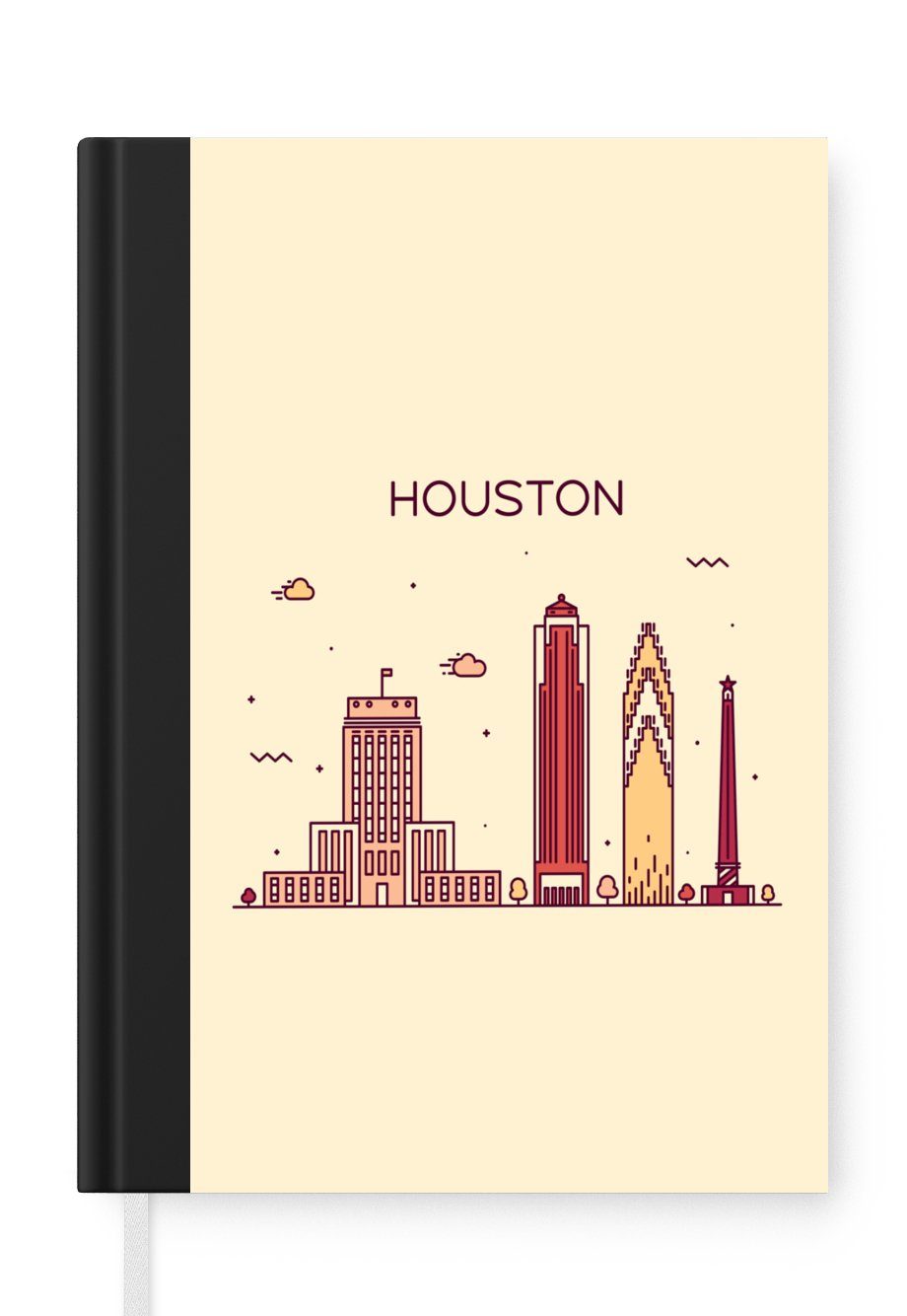MuchoWow Notizbuch Texas - Skyline - Houston, Journal, Merkzettel, Tagebuch, Notizheft, A5, 98 Seiten, Haushaltsbuch