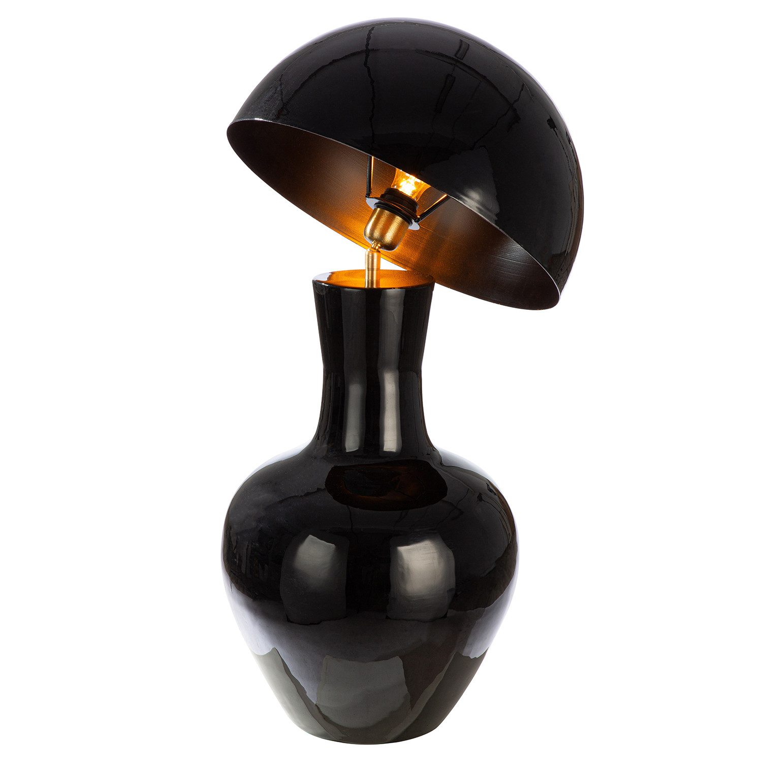 GILDE Stehlampe LEXY Bodenleuchte - schwarz - Eisen - Höhe 78cm x Ø 40cm - Dekolampe, Tischlampe - Schreibtischlampe - Nachttischlampe