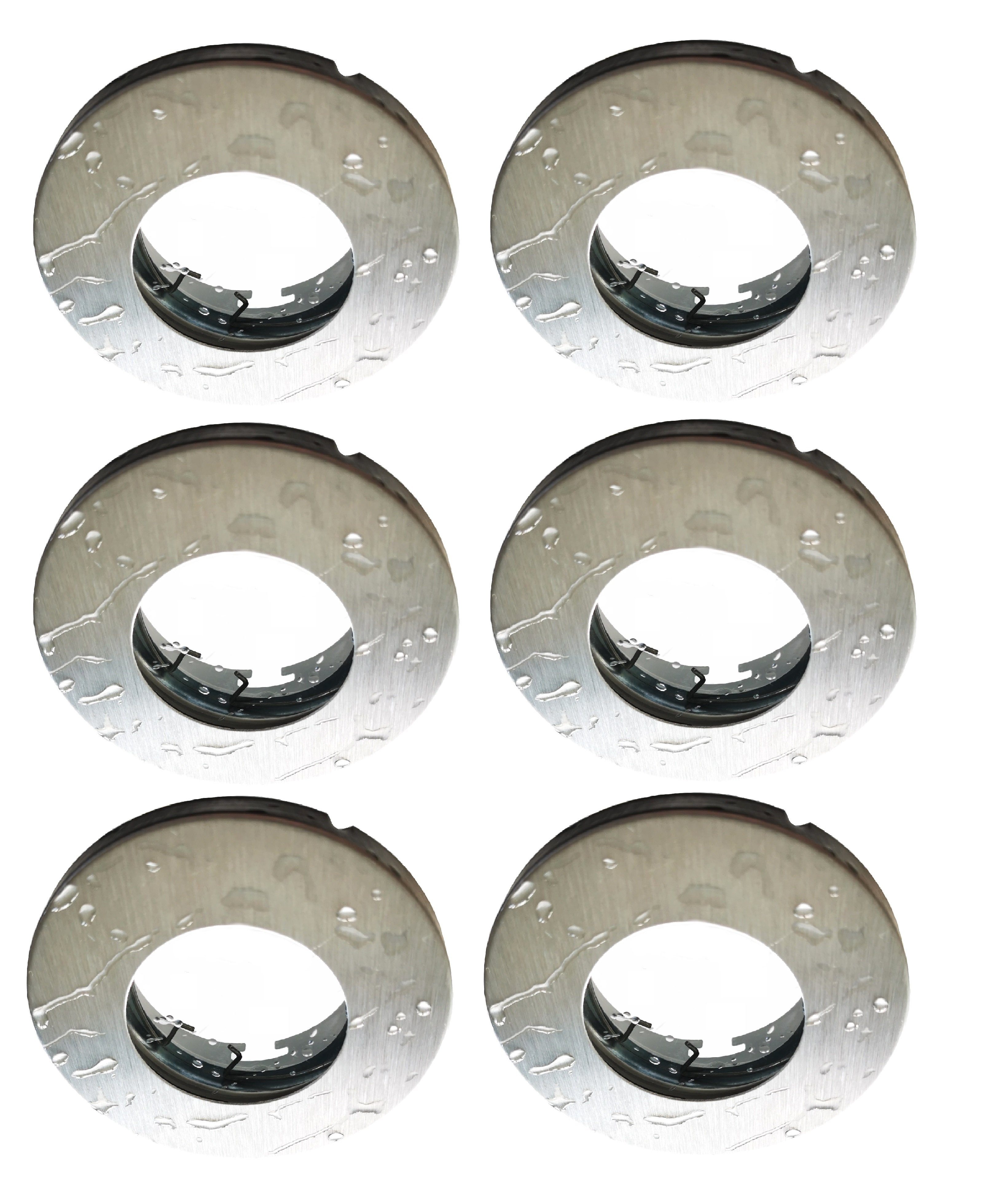 TRANGO Einbauleuchte, 6er Set 6729IP65-069-AK Einbaustrahler IP65 aus ALU gebürstet in Rund Badleuchte, Einbauleuchte, Deckenspots, Einbauspots, Deckenleuchte inkl. 6x GU10 Lampenfassung, besten geeignet für Bad, Sauna, Außen, Feuchtraum