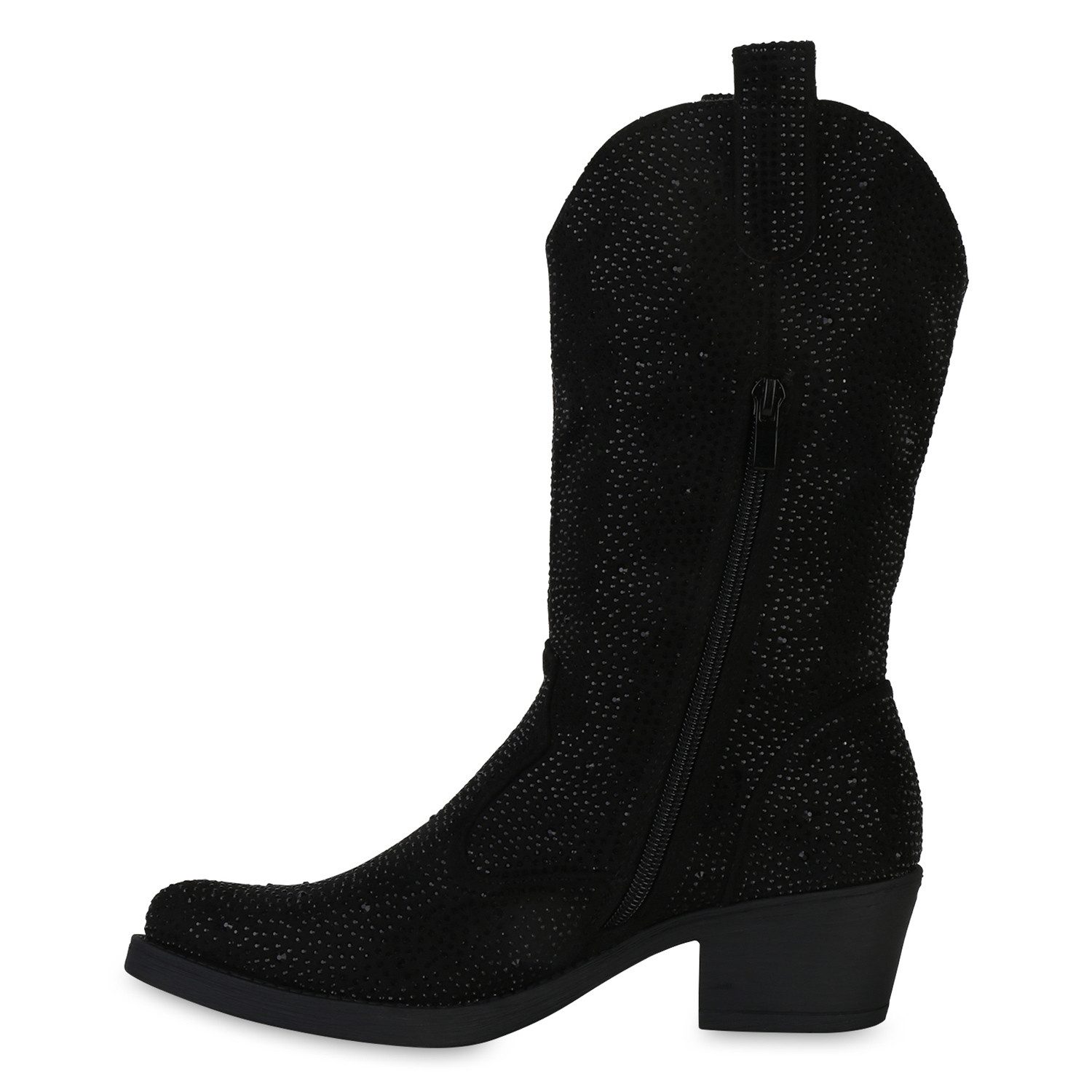 VAN HILL 840905 Cowboystiefel Damen Cowboystiefel Stiefel Spitze Strass Wes günstig online kaufen