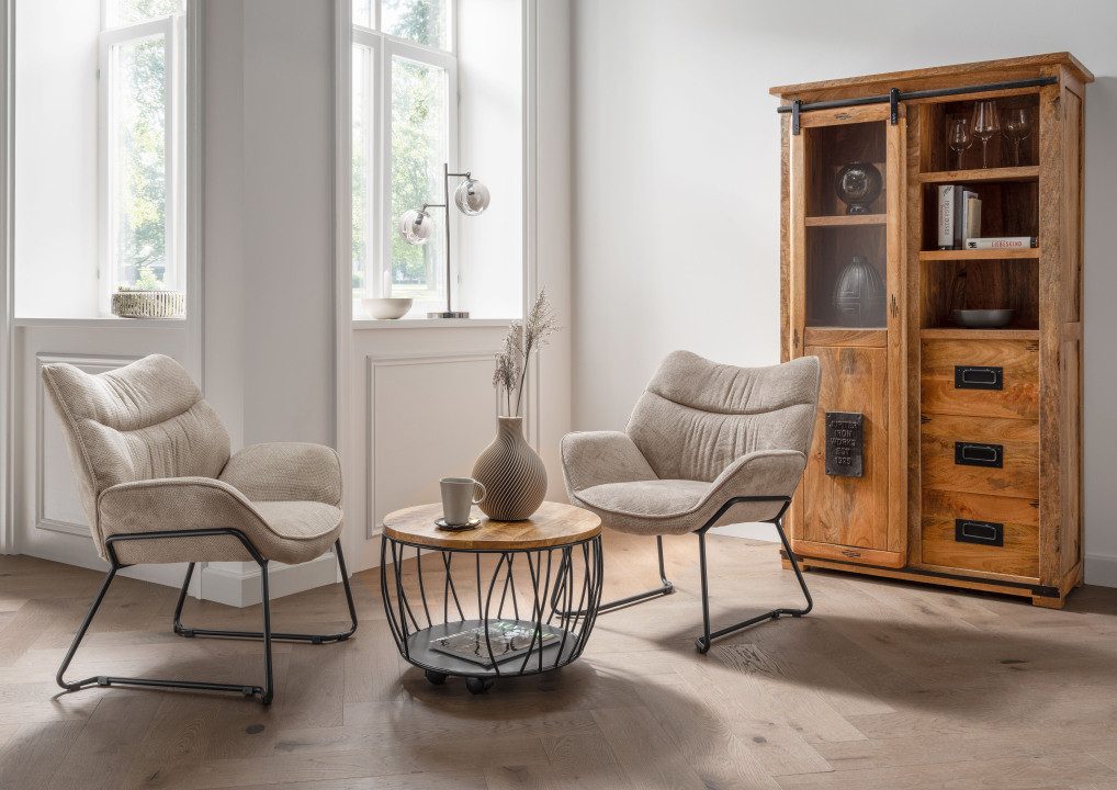 MR.DEKO Couchtisch rund Talsano Mango Massivholz günstig online kaufen