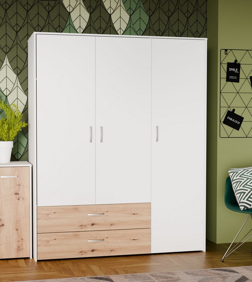 FORTE Kleiderschrank Culgoa Drehtürenschrank, Stauraum, 2 Schubkästen, variable Einlegeböden
