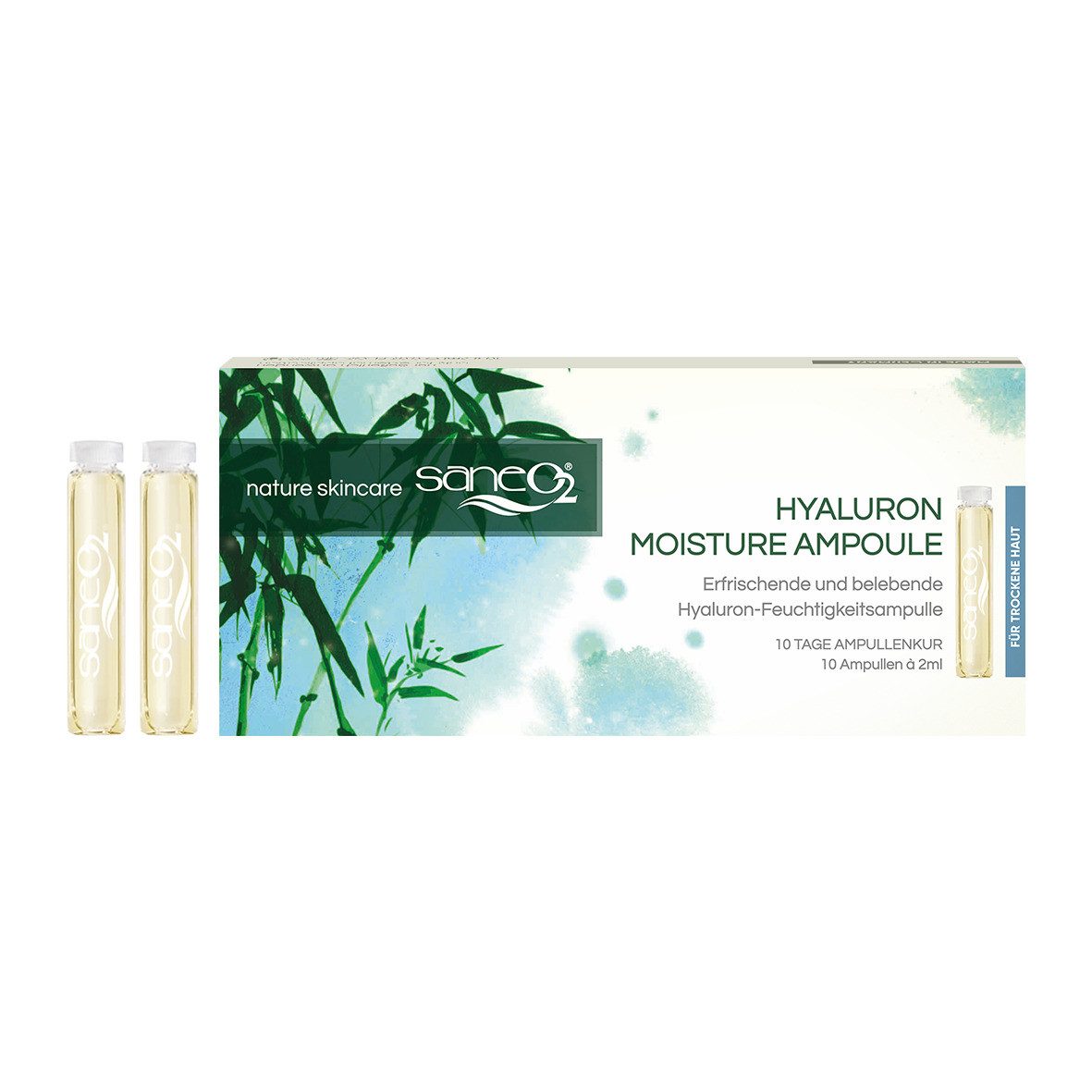 GW Nature Cosmetic Gesichtsserum SaneO2® Hyaluron Moisture Ampullen 10 x 2 ml – Hyaluron Ampullenkur, 100 % Wirkstoffe mit Hyaluron & aktivem Sauerstoff AOO