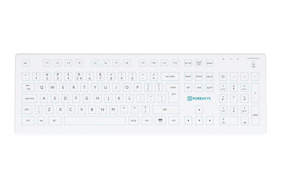 Purekeys Purekeys medizinische Tastatur kabellos US weiß ergonomische Tastatur (Purekeys medizinische Tastatur kabellos US weiß)