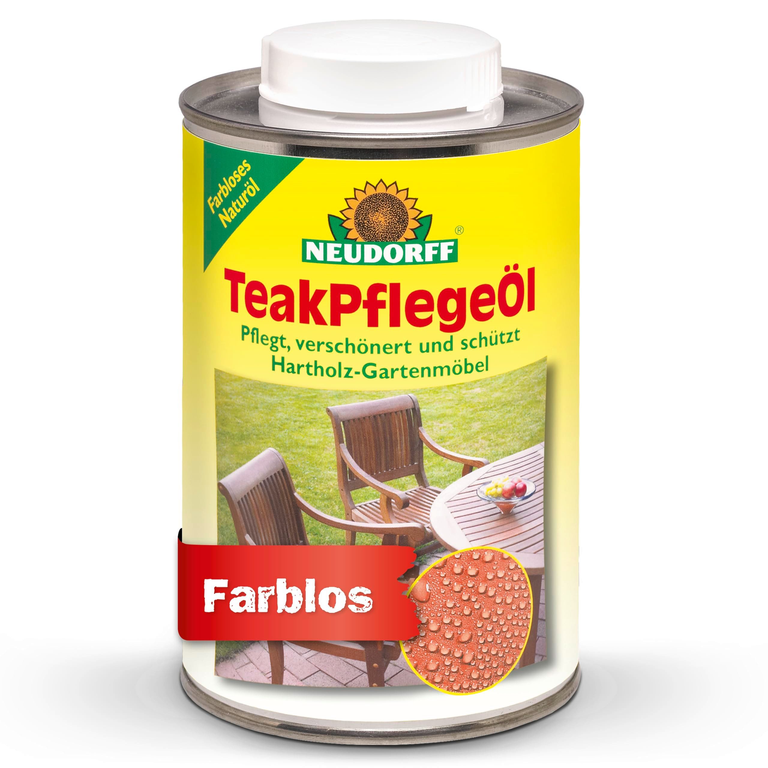 Neudorff Teakholzöl TeakPflegeÖl 500 ml - reicht für 6-9m², Holzpflegeöl für Außen- und Innenbereich