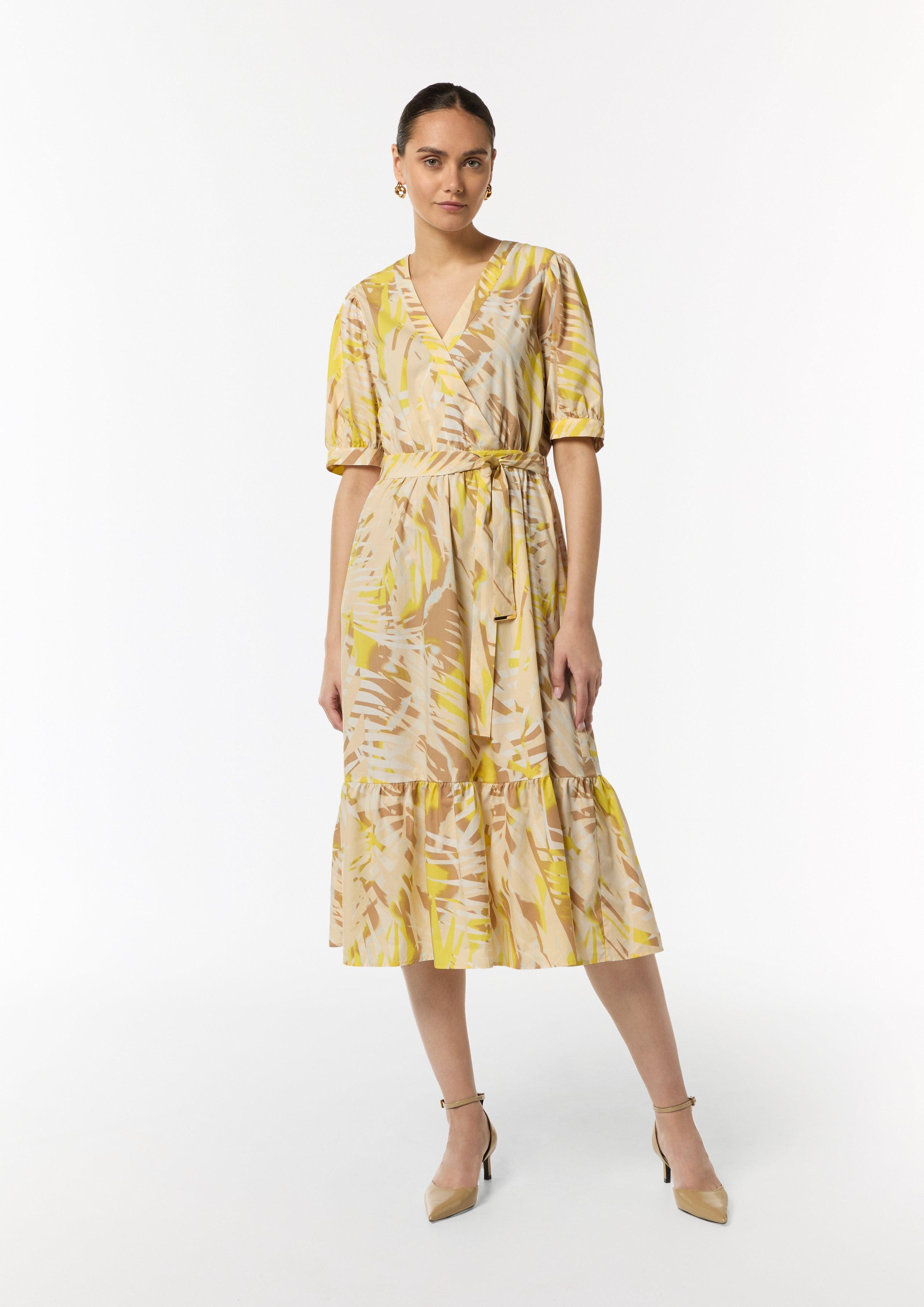 Comma Maxikleid Baumwoll-Kleid mit Puff-Ärmeln Raffung günstig online kaufen