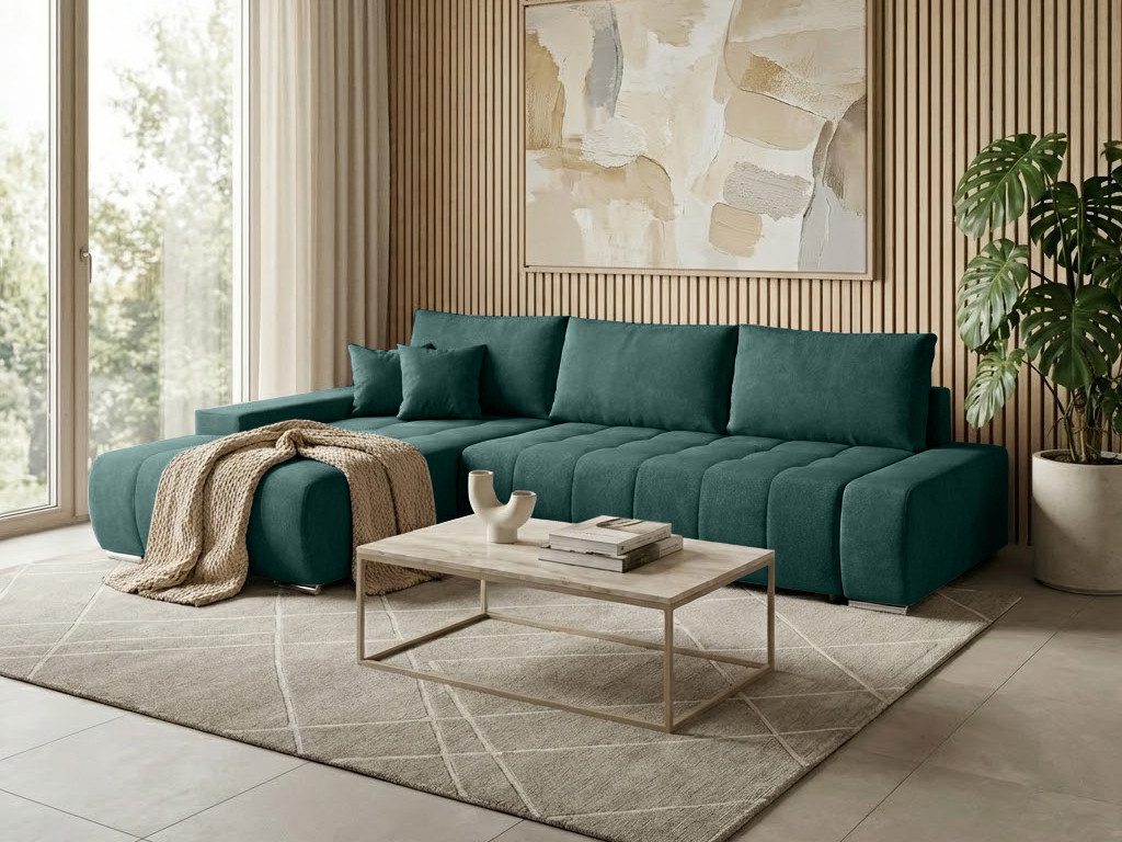 Beautysofa Ecksofa Draco L mit Schlaffunktion, in pflegeleichten Stoffen, Bettkasten