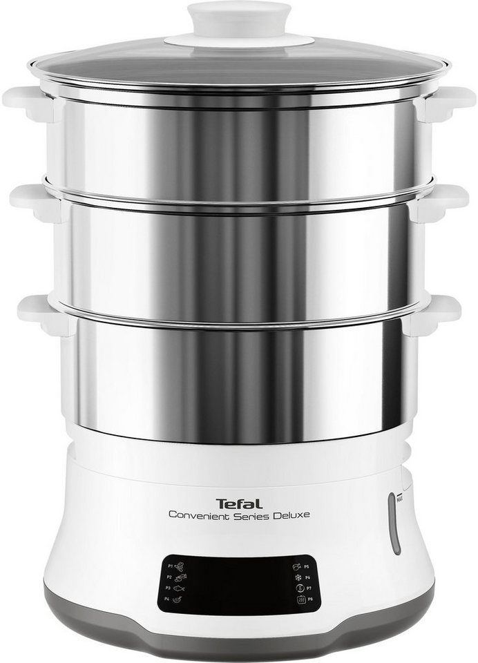 Tefal Dampfgarer VC502D Convenient Series Deluxe, 900 W, Touchscreen, 8  Programme, Garen auf 3 Ebenen, Behälter