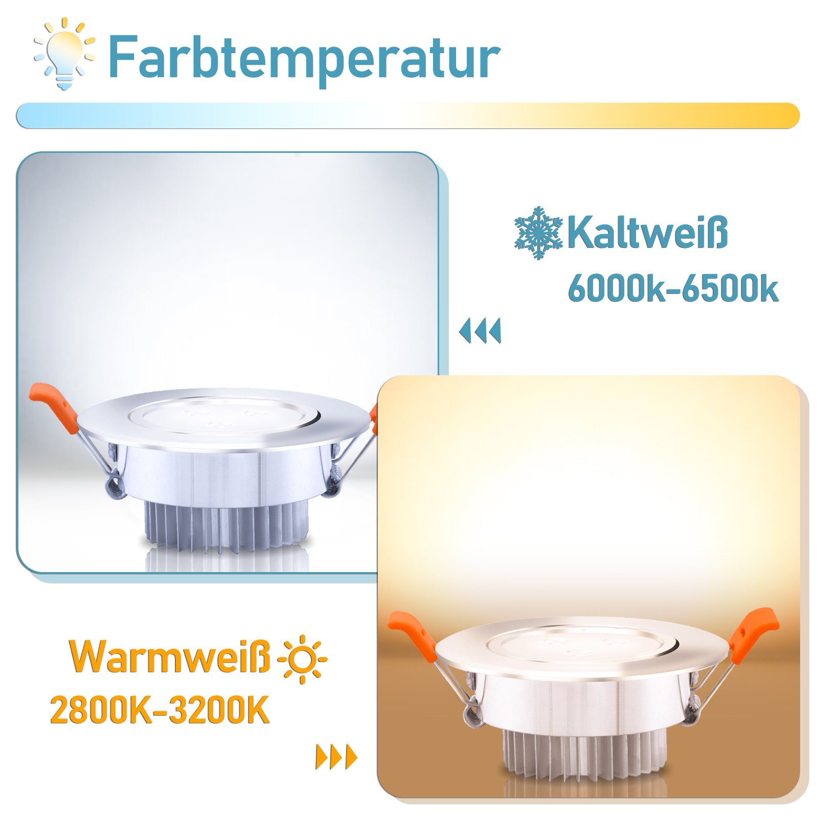 Gimisgu LED Einbauleuchte 10-20St. 7W Kaltwaiß Kaltweiß, Kaltweiß Einbaustrahler Warmwaiß, dimmbar 3W LED 5W nicth Warmweiß Einbauleuchte,3W