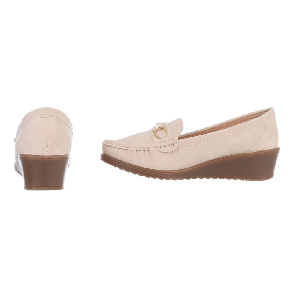 Ital-Design Bequeme Mokassins für jeden Anlass - Hoher Komfort Slipper (89092065) Keilabsatz/Wedge Mokassins in Apricot