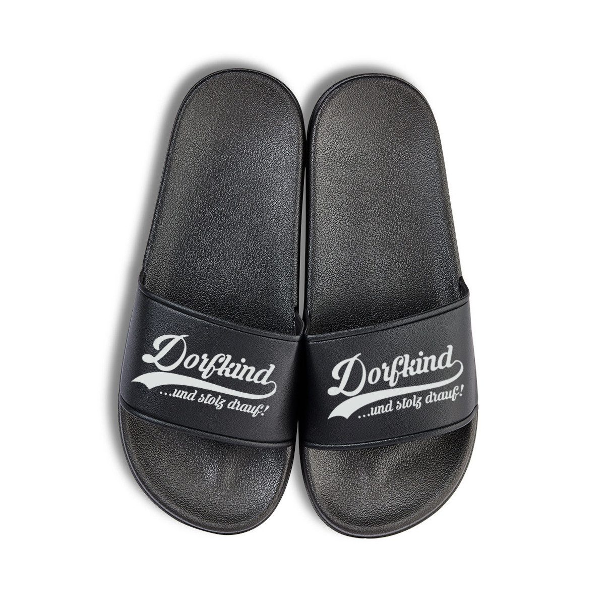 Youth Designz Dorfkind Unisex Badelatschen Flip Flops Badeschuh mit lustigem Spruch für Herren & Damen