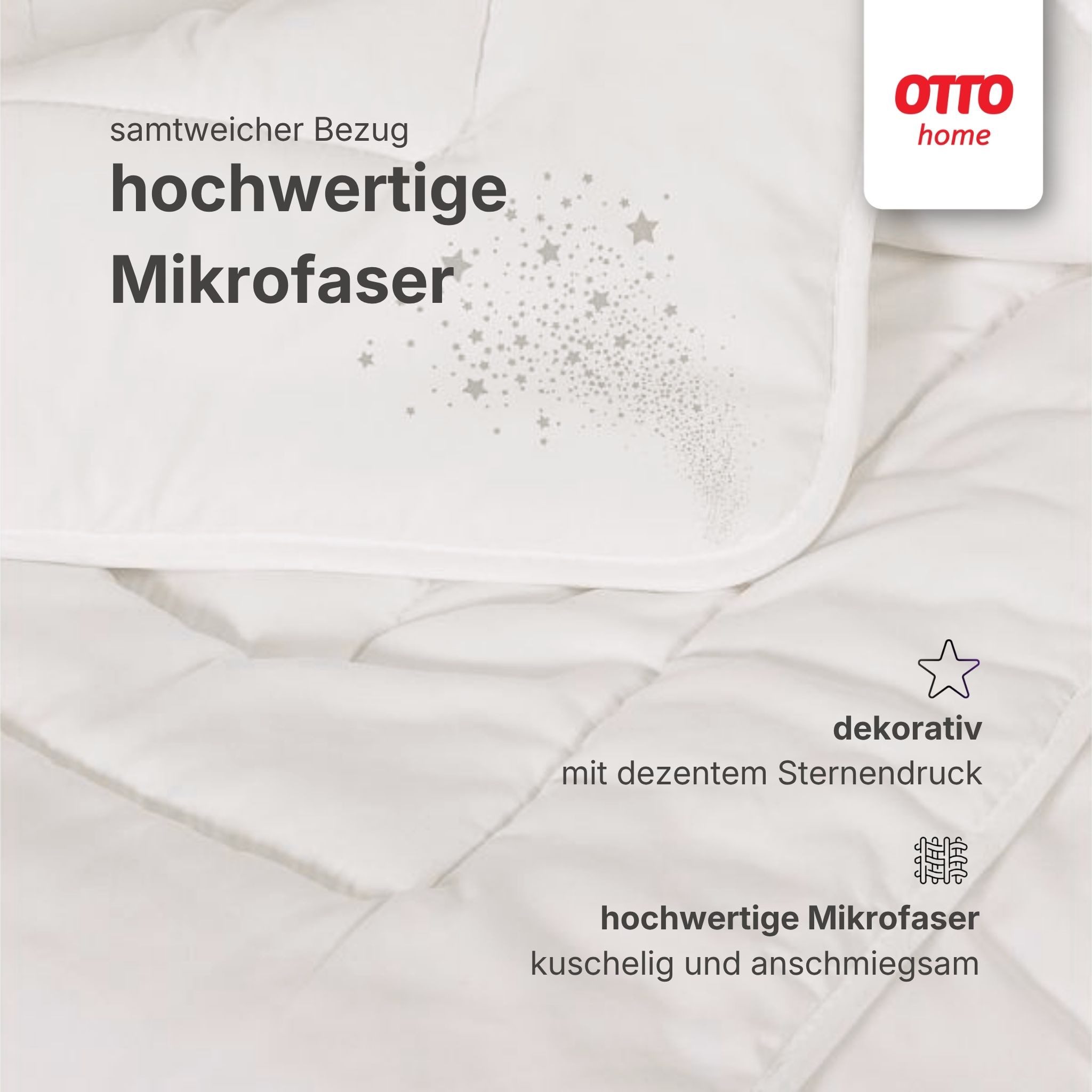 OTTO home Microfaserbettdecke Baca, Bettdecke 135x200 cm, 155x220 cm und weitere Größen, Füllung: aus hochwertiger 6D-Hohlfaser, Bezug: Polyester, Bettdecken, Sommer, Winter, 4-Jahreszeiten, Decke
