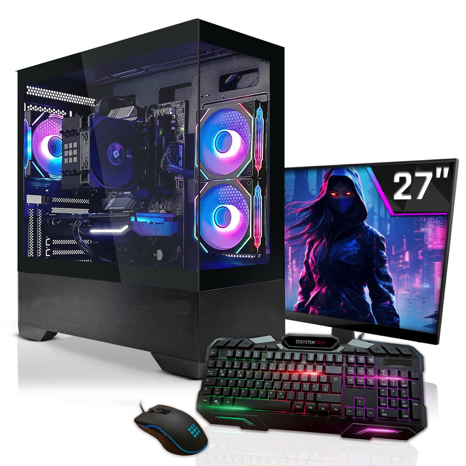 SYSTEMTREFF Gaming-PC-Komplettsystem (27", AMD Ryzen 9 5900X, Nvidia GeForce RTX 5060, 32 GB RAM, 1000 GB SSD)