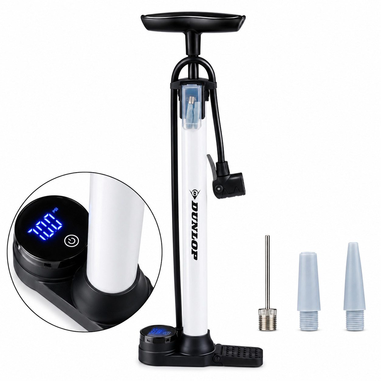Dunlop Fahrradpumpe Dunlop Digitale Fahrradpumpe mit Digitalem Manometer