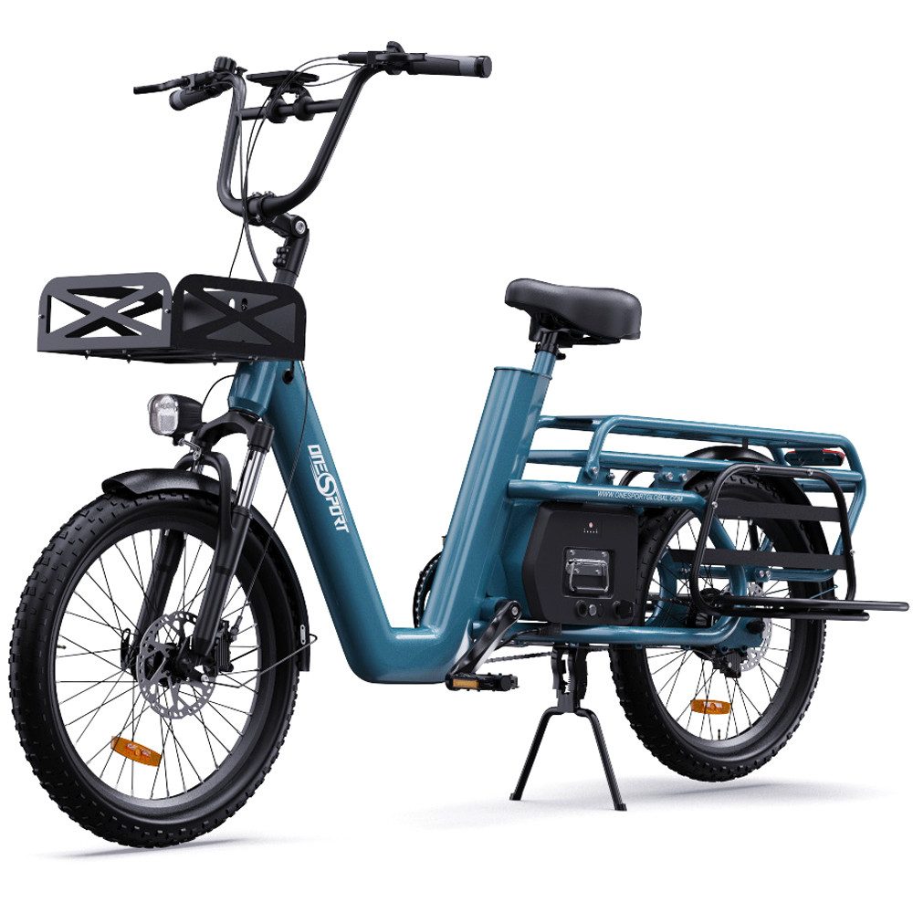 Vankel E-Bike OT01 E-Lastenbike, E-Cargo, Super Tragfähigkeit 150kg, Shimano, Kettenschaltung, Heckmotor, 1300 Wh, Lastenrad mit 48V 27 Ah Akku, 20x2,6’’ Reifen, Belastung bis 150 kg