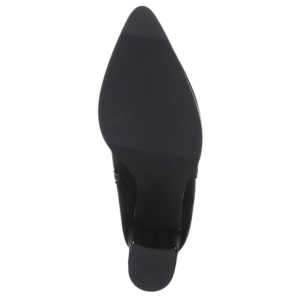 Ital-Design Eleganter Blockstiefel mit gerafftem Design für Damen Stiefelette (90649058) Blockabsatz Stiefeletten in Schwarz