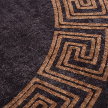 Teppich Teppich Waschbar Schwarz und Golden φ120 cm Rutschfest, vidaXL, Runde, Höhe: 0.4 mm