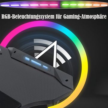 AUFUN Gamingtisch Computertisch Elite Gamer-Schreibtisch Rocksolid Tisch (120/140cm), Schreibtisch mit LED Gamer Beleuchtung, Kopfhörerhaken, Getränkehalter