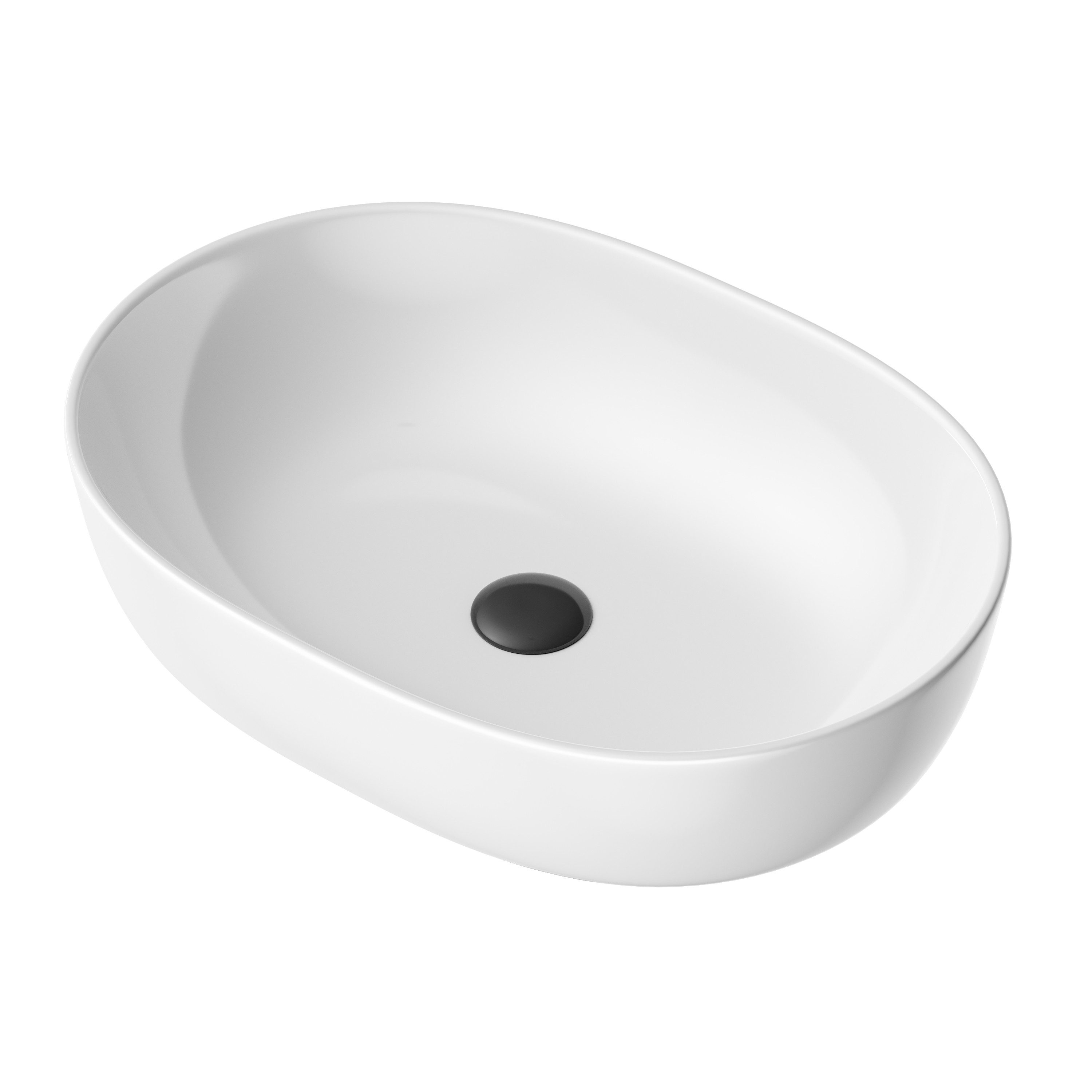 HOROW Waschbecken Aufsatzwaschbecken Oval - Waschbecken Bad - Waschbecken Gäste wc (Keramik 59 × 41 × 14,5 CM - Weiß, Aufsatzbecken mit Nano)