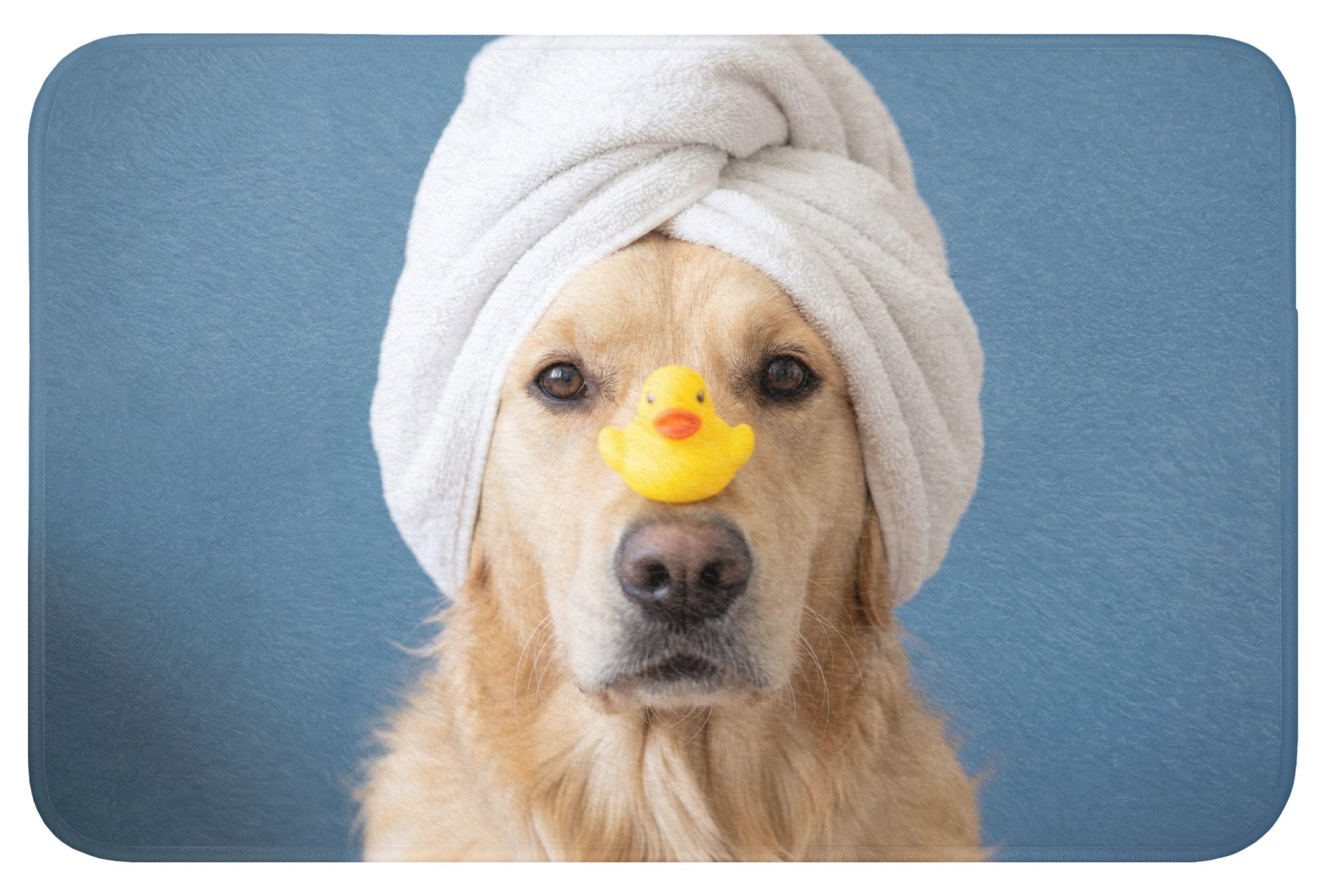 OnlyWow Badematte Hund - Gummi-Ente - Gelb, Höhe 10 mm, Polyester, Rechteckig, Badezimmerteppich, Badteppich, Rutschfest, Badvorleger, Waschbar