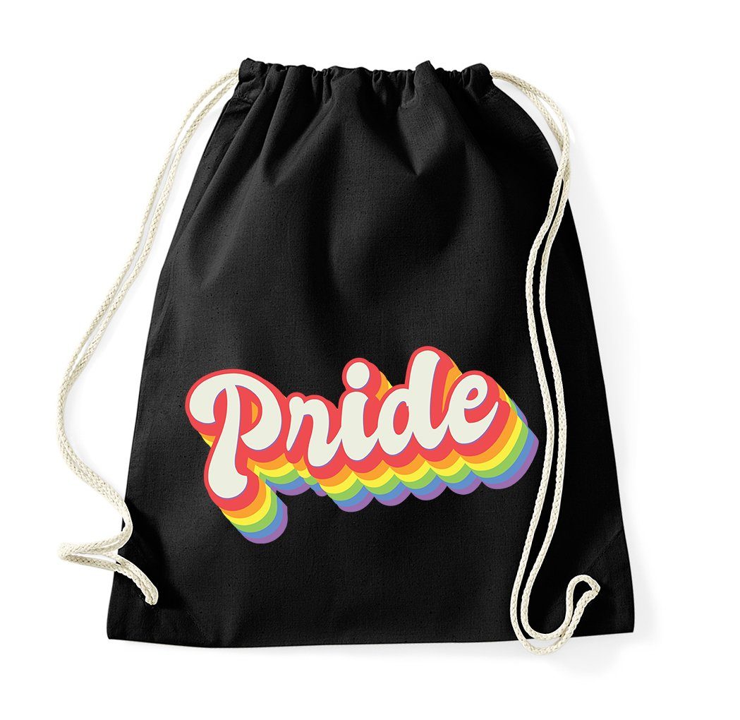 Tasche, Baumwolle PRIDE Schwarz Logo Youth trendigem Designz Turnbeutel mit Aufdruck