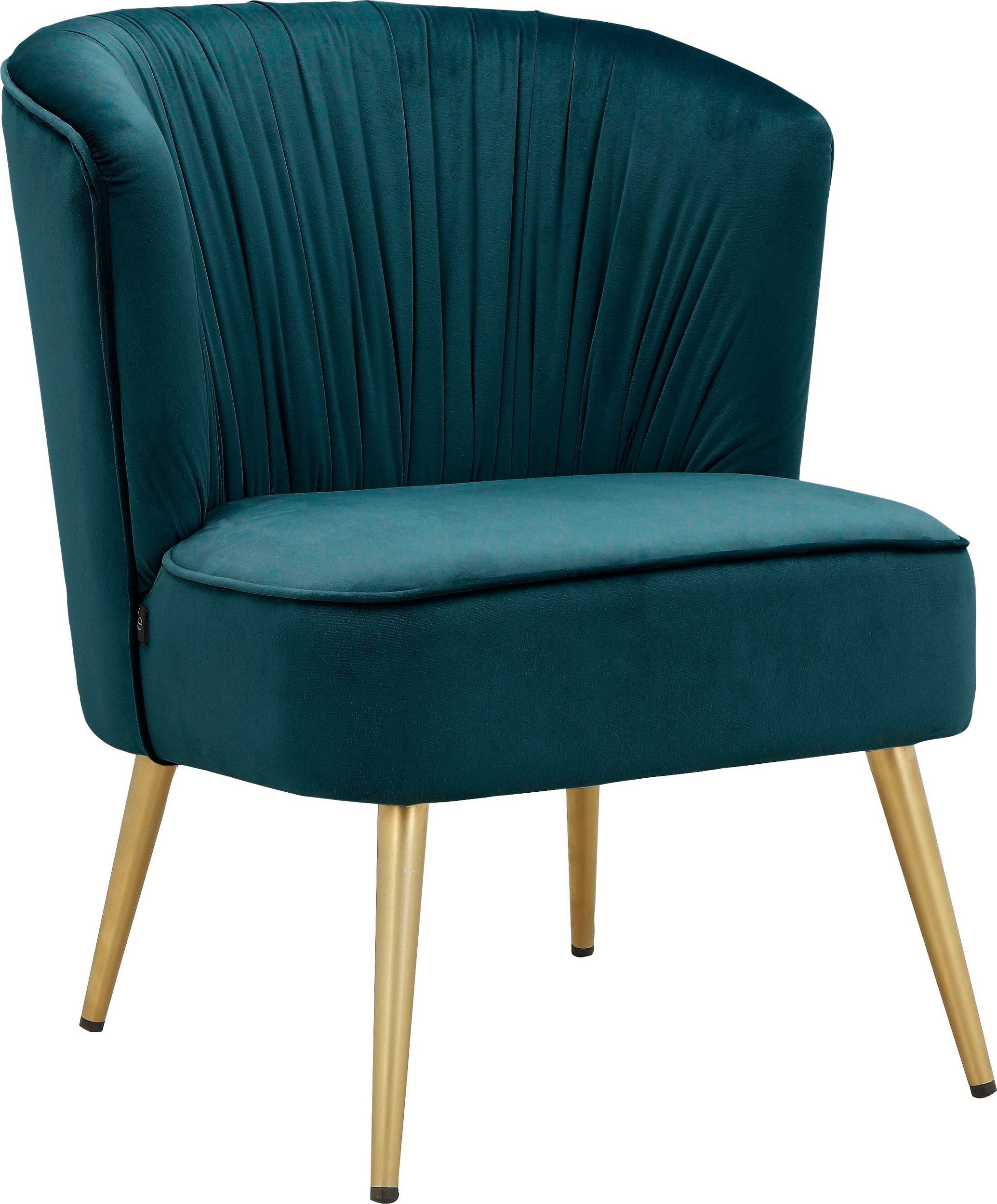 loft24 Sessel Damian (1-St), Posterstuhl, Samtbezug, Metallbeine in goldfarben, Loungesessel