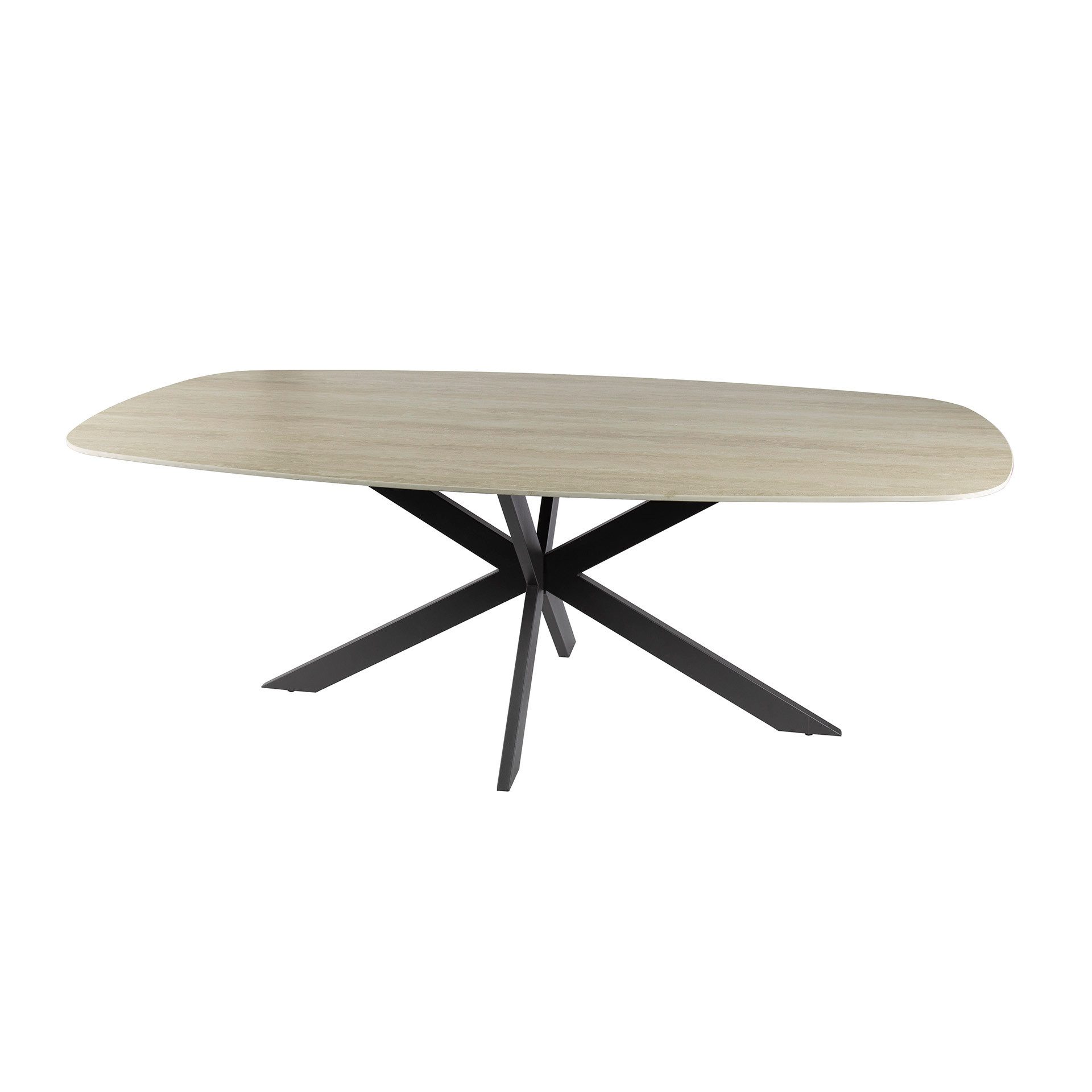 Maison ESTO Esstisch Esszimmertisch TRAVELLO Ovaler Design-Tisch Travertinoptik, abgerundete Kanten