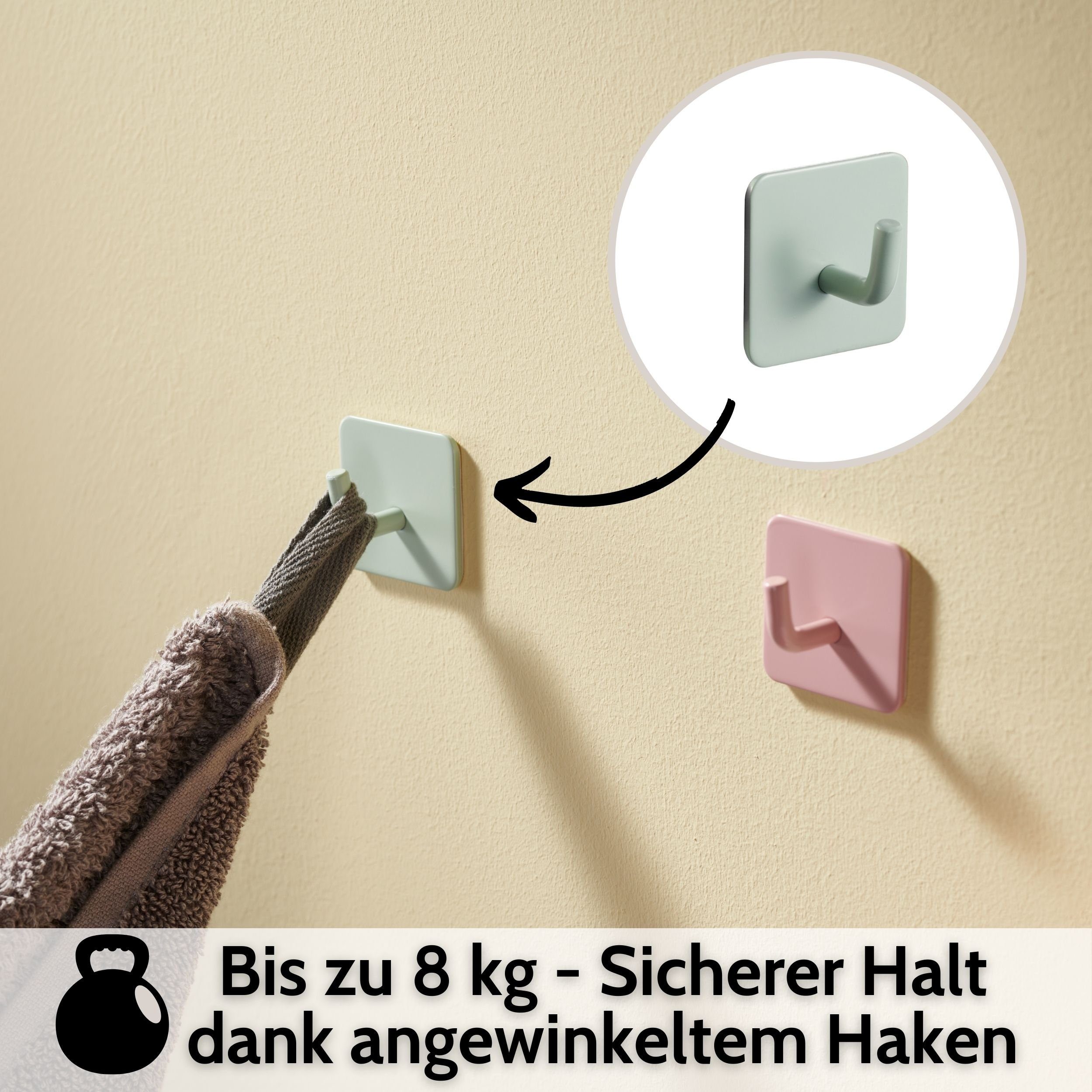 DEKAZIA Klebehaken Bunt Kindergarderobe Garderobe Kinder Kleiderhaken Kinder, Kinderzimmer, Bad, WC, Wand, Kinder Zimmer, Kinder, (Handtuchhaken, 4-St., Wandhaken Haken selbstklebend), Garderobenhaken Kinder