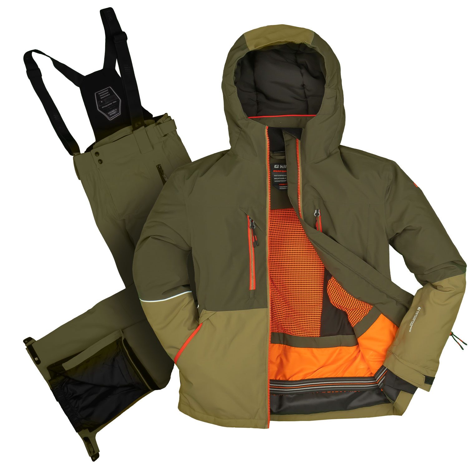Killtec Skianzug Jungen Winterjacke + Skihose olivgrün, verschweißte Nähte