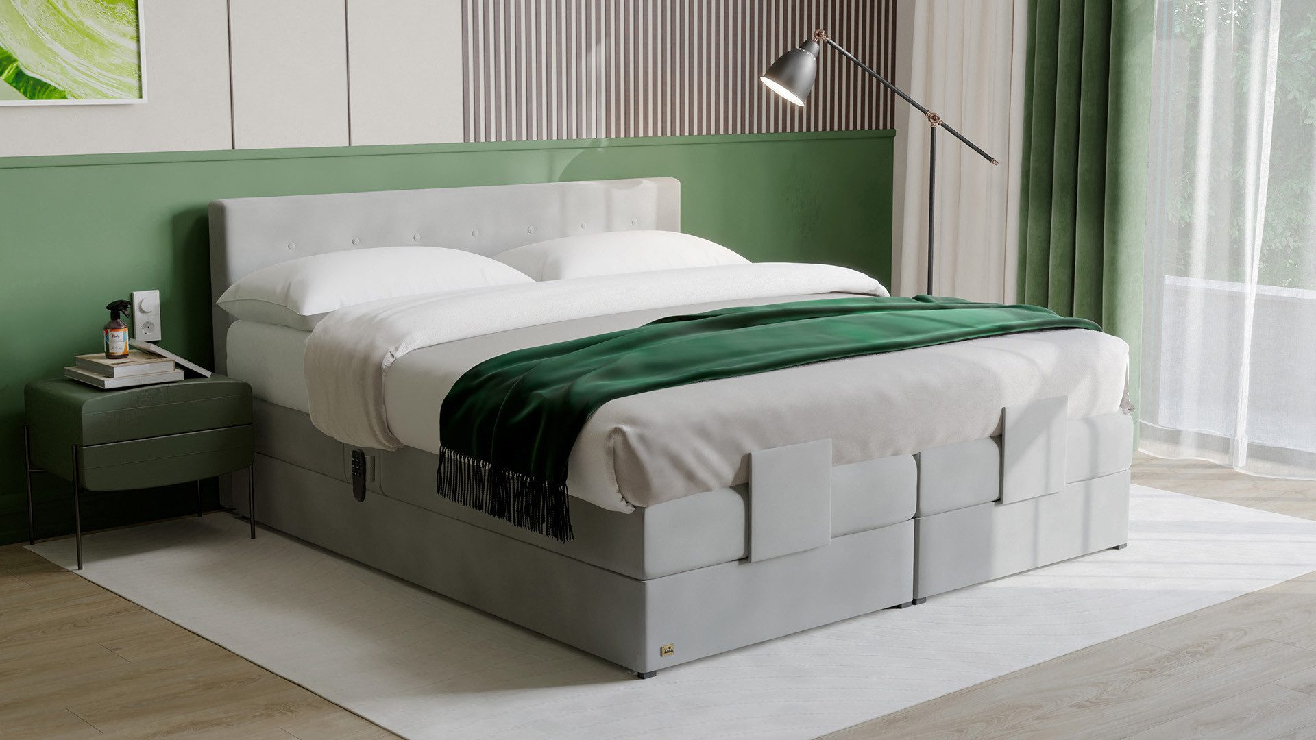 PAARA Boxspringbett 25GM elektrisch verstellbar mit Motor Dachschräge, Belüftungssystem