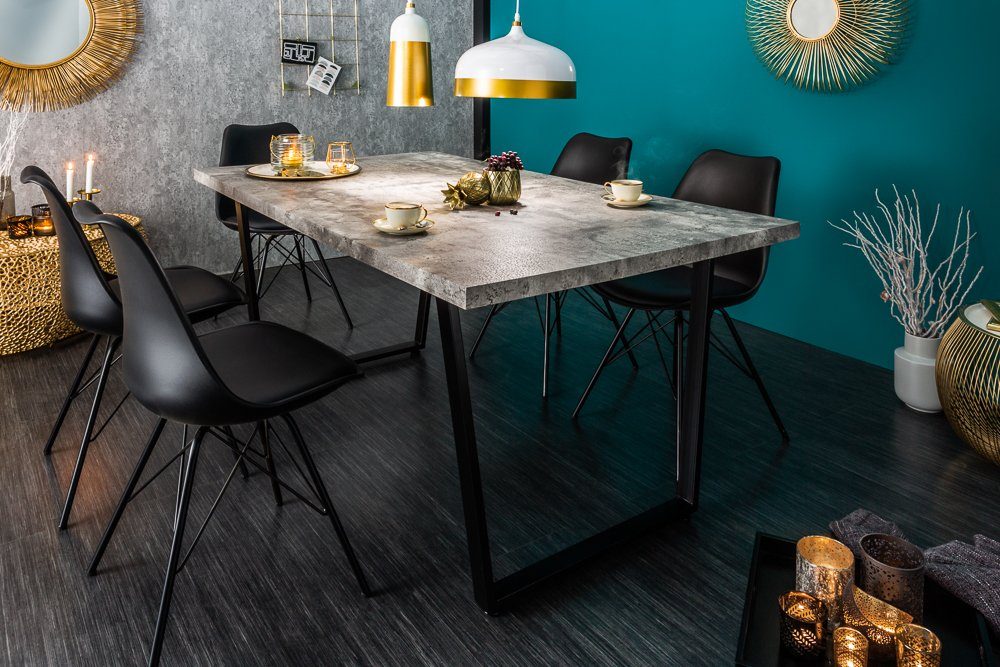 riess-ambiente Esstisch LOFT 160cm grau / schwarz (Einzelartikel, 1-St), Beton-Design · Metall · Kufen-Gestell · bis 6 Personen · Industrial