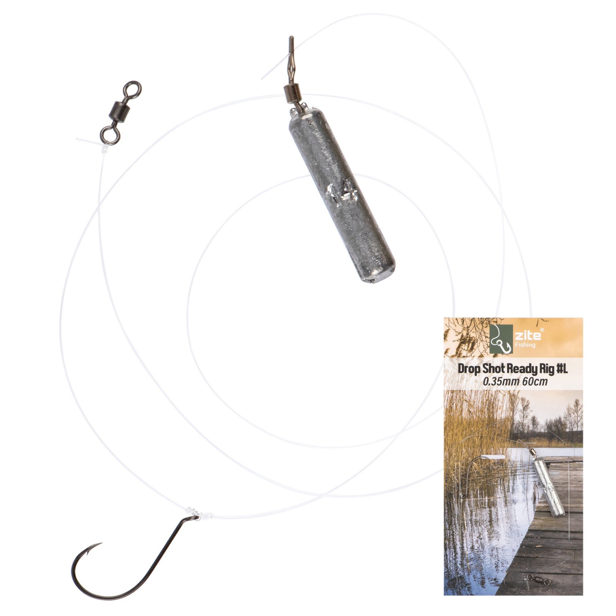 Drop-Shot-Blei Rig mit Carbon Steel Haken Ready-to-Fish Rig S 7g, L 14g Fertigmontage