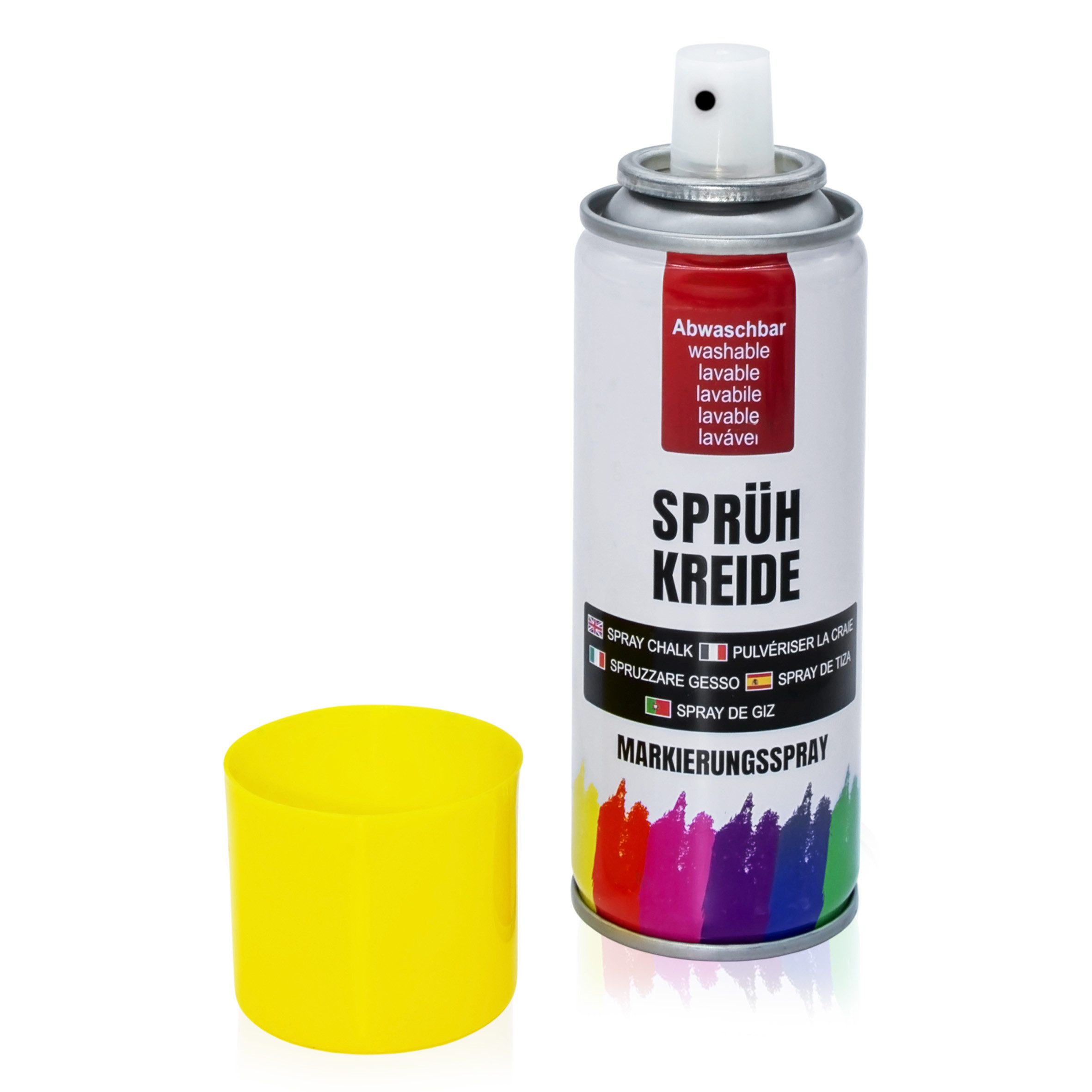 Spetebo Kreidespray Sprüh Kreide 6 bunten Farben 100 ml Dose - 6er Set, Flüssig Markierungs Spray