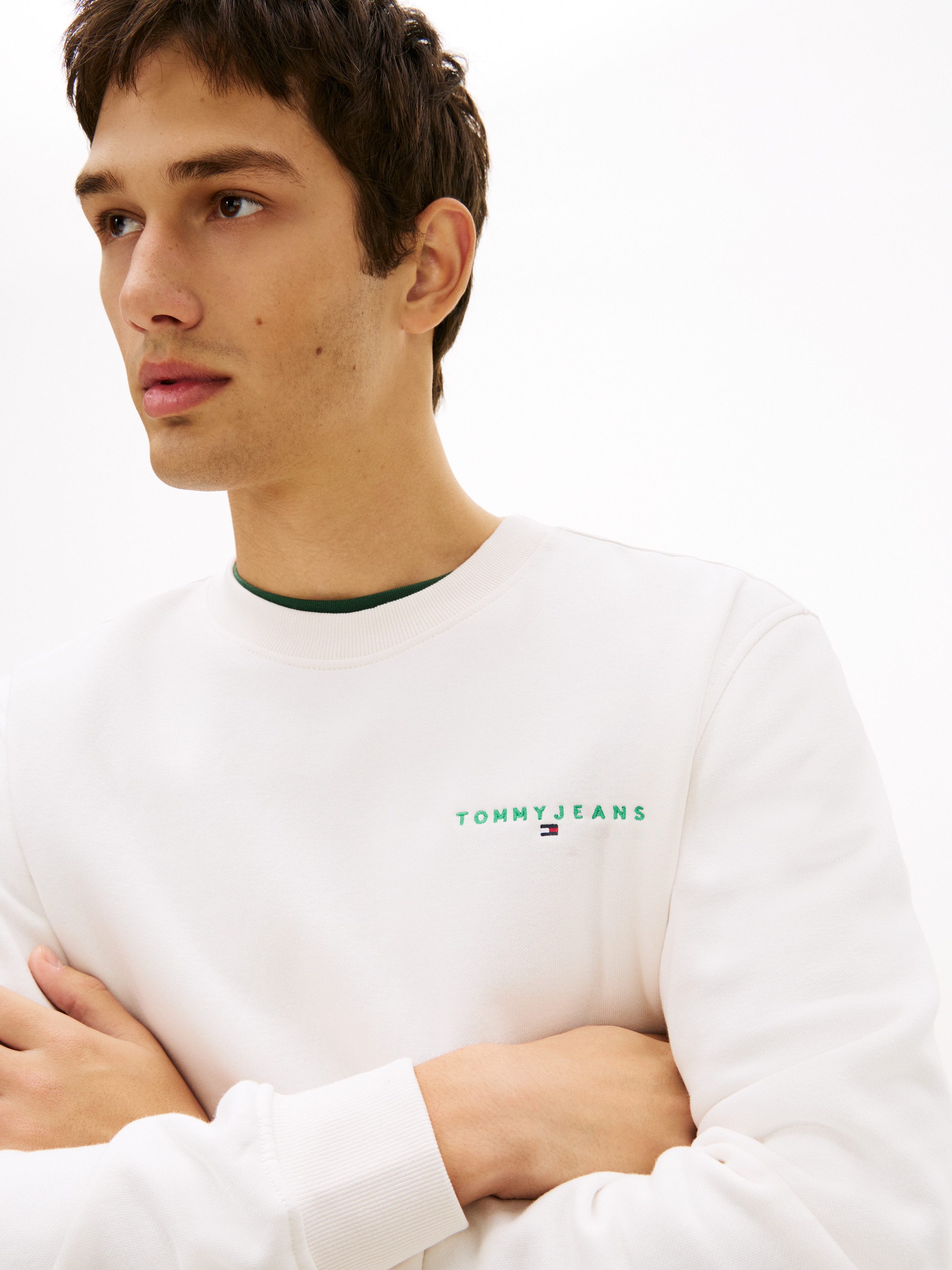Tommy Jeans Sweatshirt TJM REG LINEAR CREW EXT mit Logostickerei