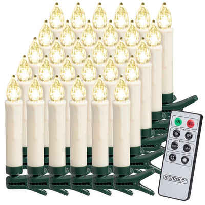 Deuba Christbaumkerzen, LED 30er Set Warmweiß Batterie Kabellos Timer Dimmbar Fernbedienung Weihnachtsbaum Kerzen Weihnachtsbaumkerzen Tannenbaumkerzen