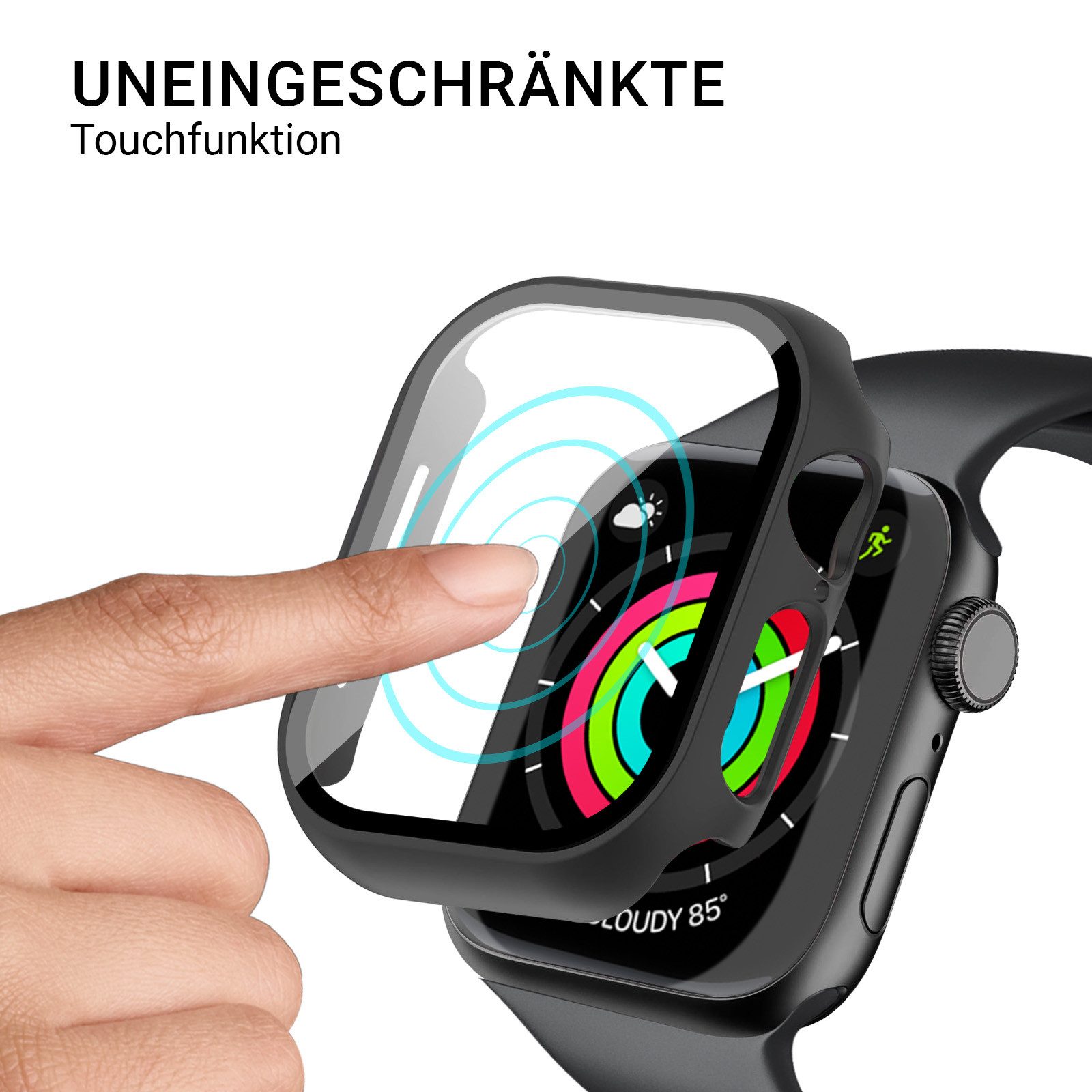 Tec-Expert Smartwatch-Hülle Hülle mit integriertem Displayschutz für Apple Watch 10 / 11 46 mm 46 mm, Rundum Schutz Cover Case Bumper stoß-und kratzfest robust