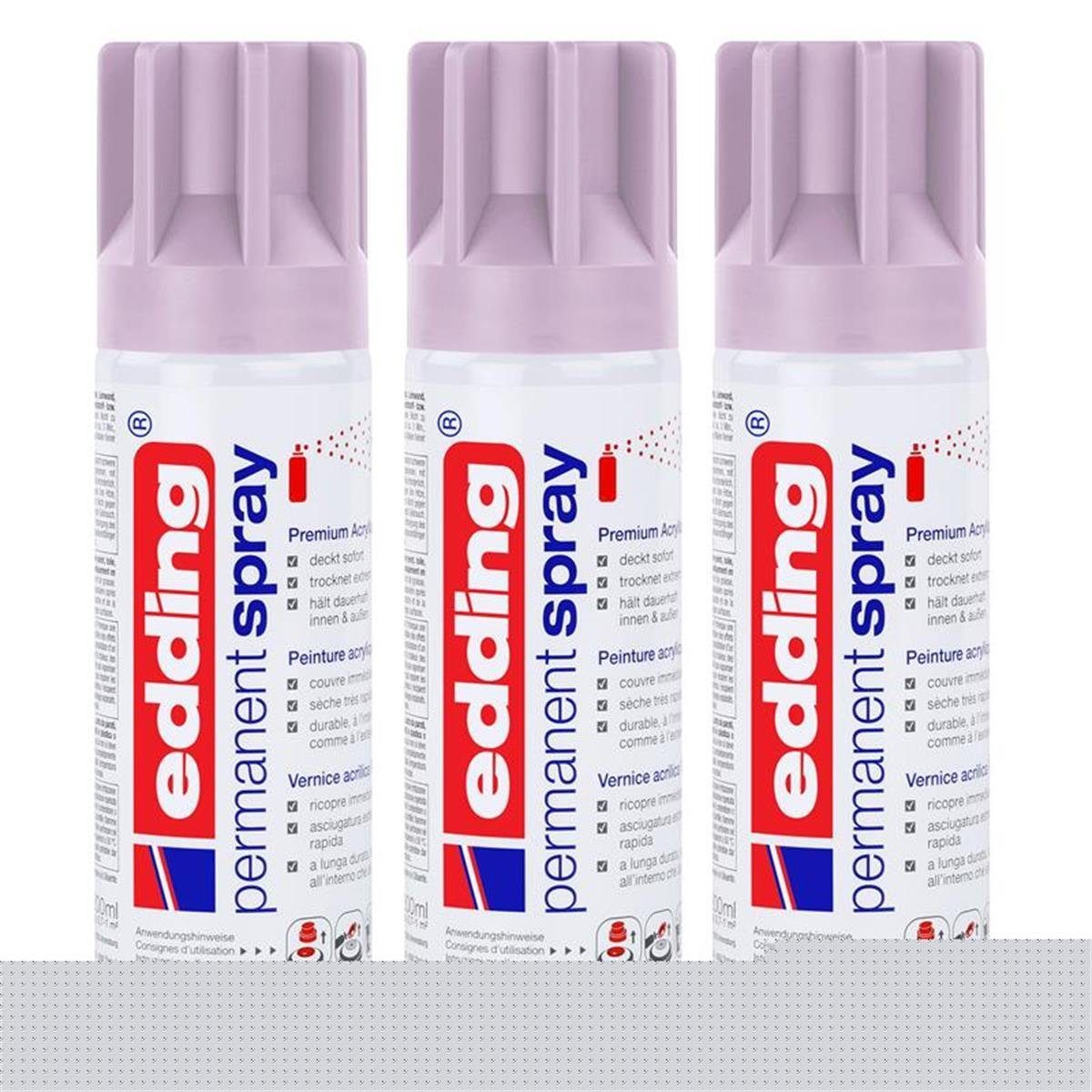 edding Sprühfarbe edding Permanent Spray light lavender 200 ml Acryllack (3er Pack) | Sprühlacke