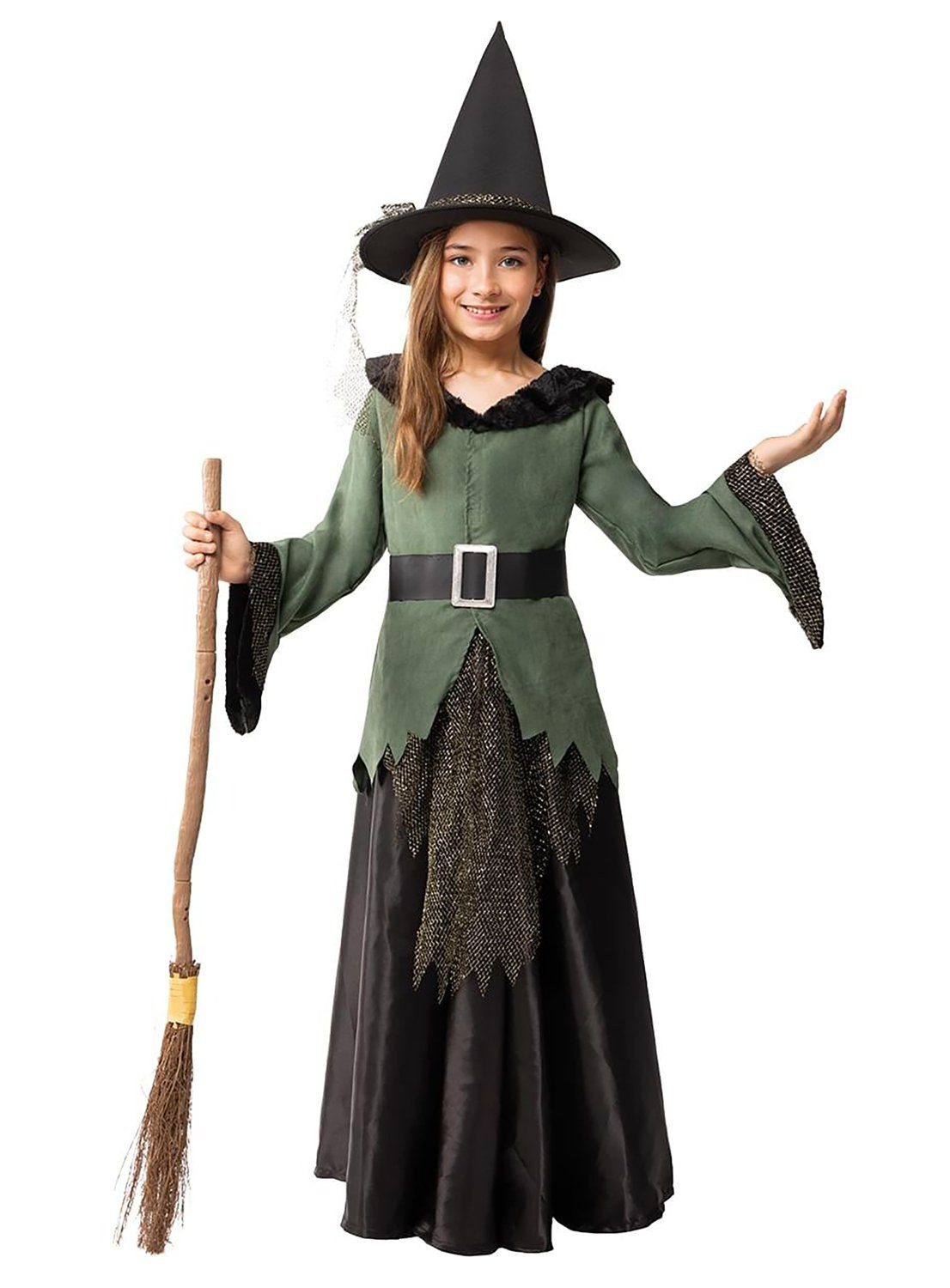 Metamorph Hexen-Kostüm Zauberhafte Hexe - Halloween Kostüm Kinder Mädchen, Hübsches und hochwertiges Kleid für jede Hexenzusammenkunft