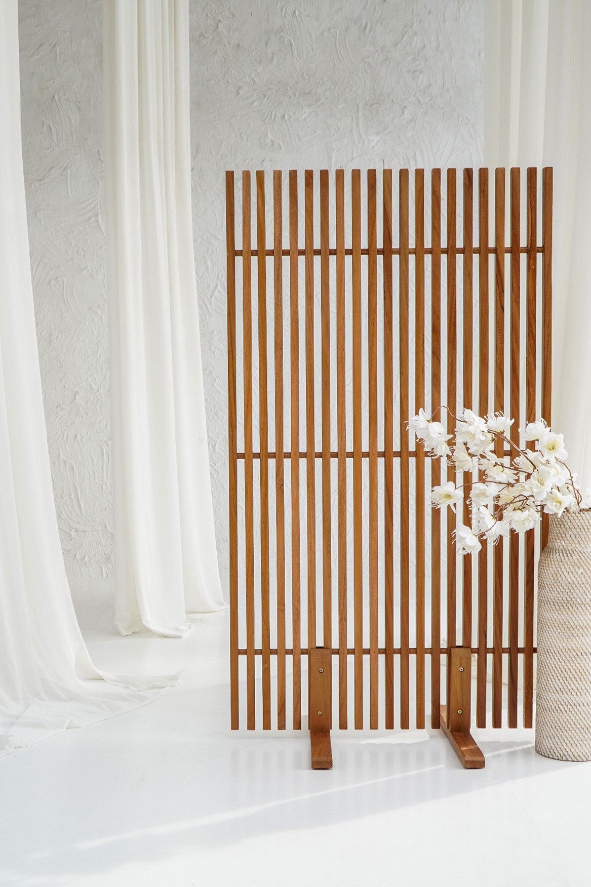 More2Home Raumteiler AKUSTIK, Teak massiv, 80 cm breit