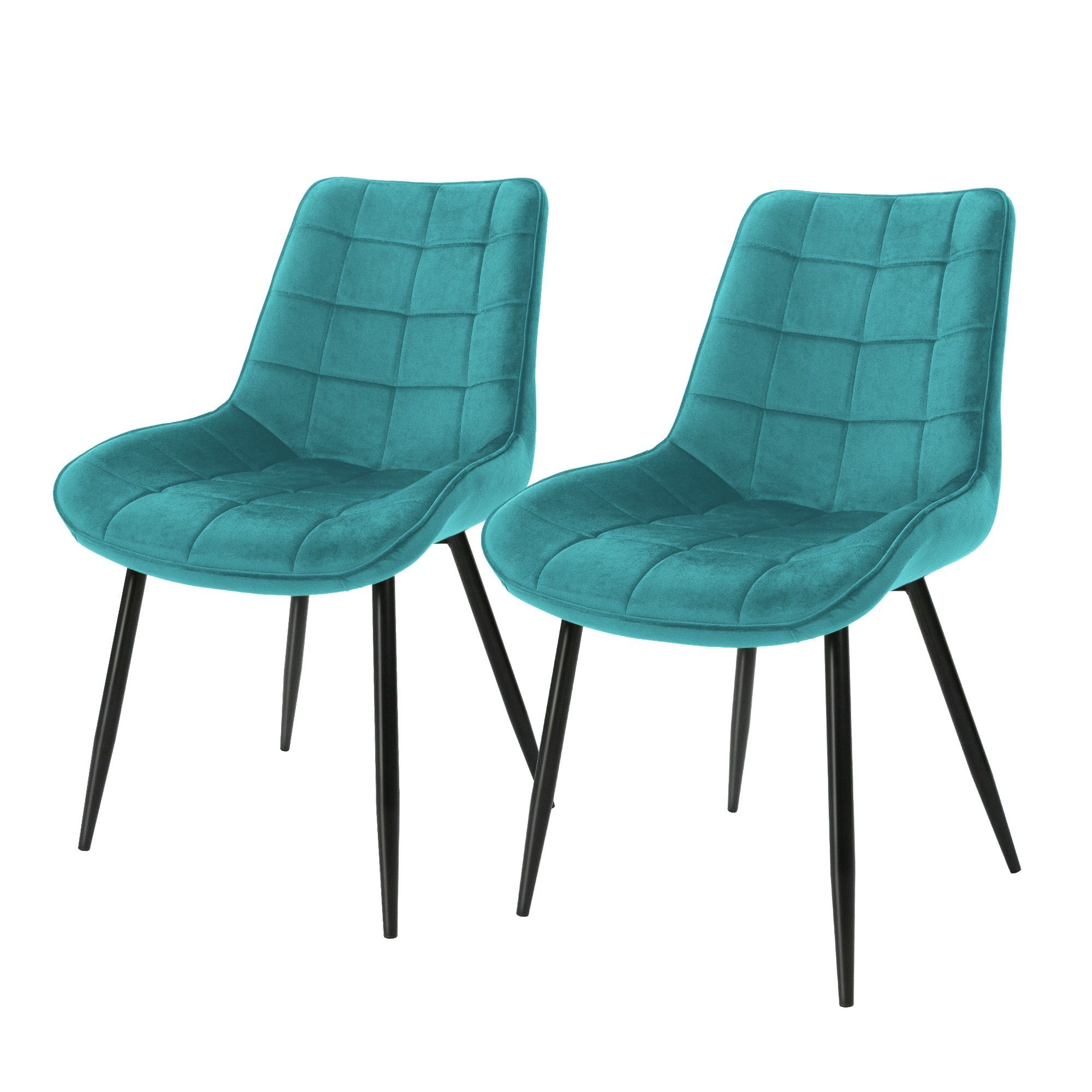 ML-DESIGN Stuhl Esszimmerstühle mit Rückenlehne 2er Set Türkis Samtbezug (2er Set)