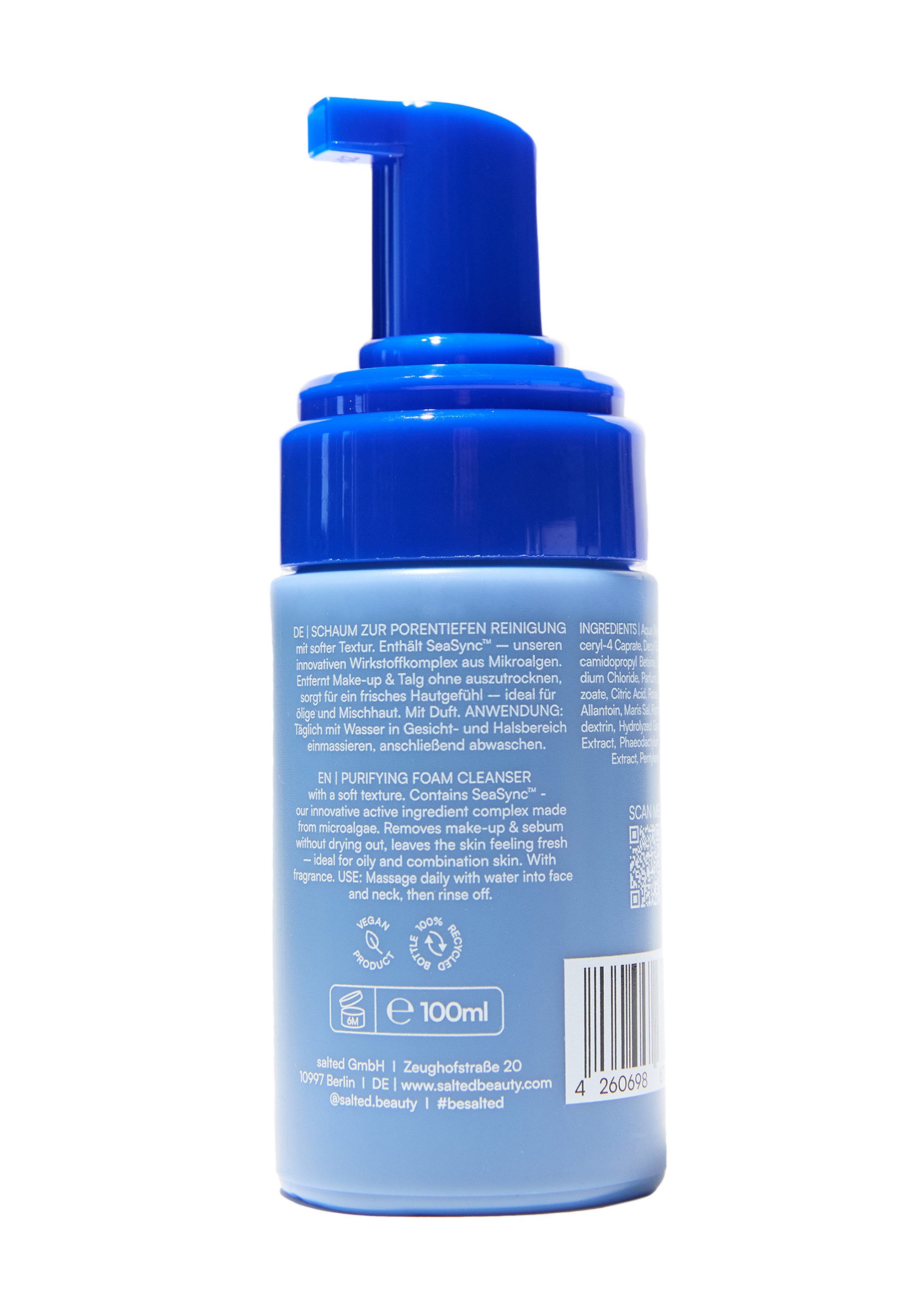 salted. Gesichts-Reinigungsschaum Porentiefer Reinigungsschaum Blue Bubbles, Reinigungsschaum, frisches Hautbild, Panthenol