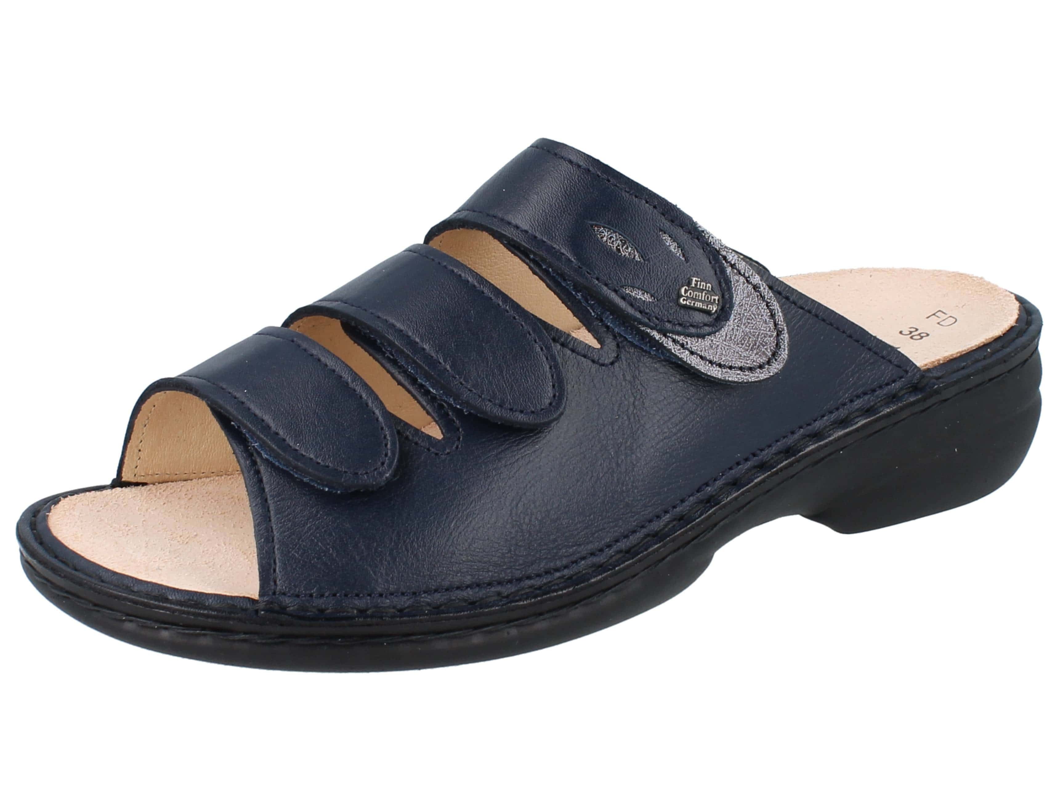 FINN COMFORT Kos Damen Pantolette blau navy Glattleder - Größe: 43 Pantolette