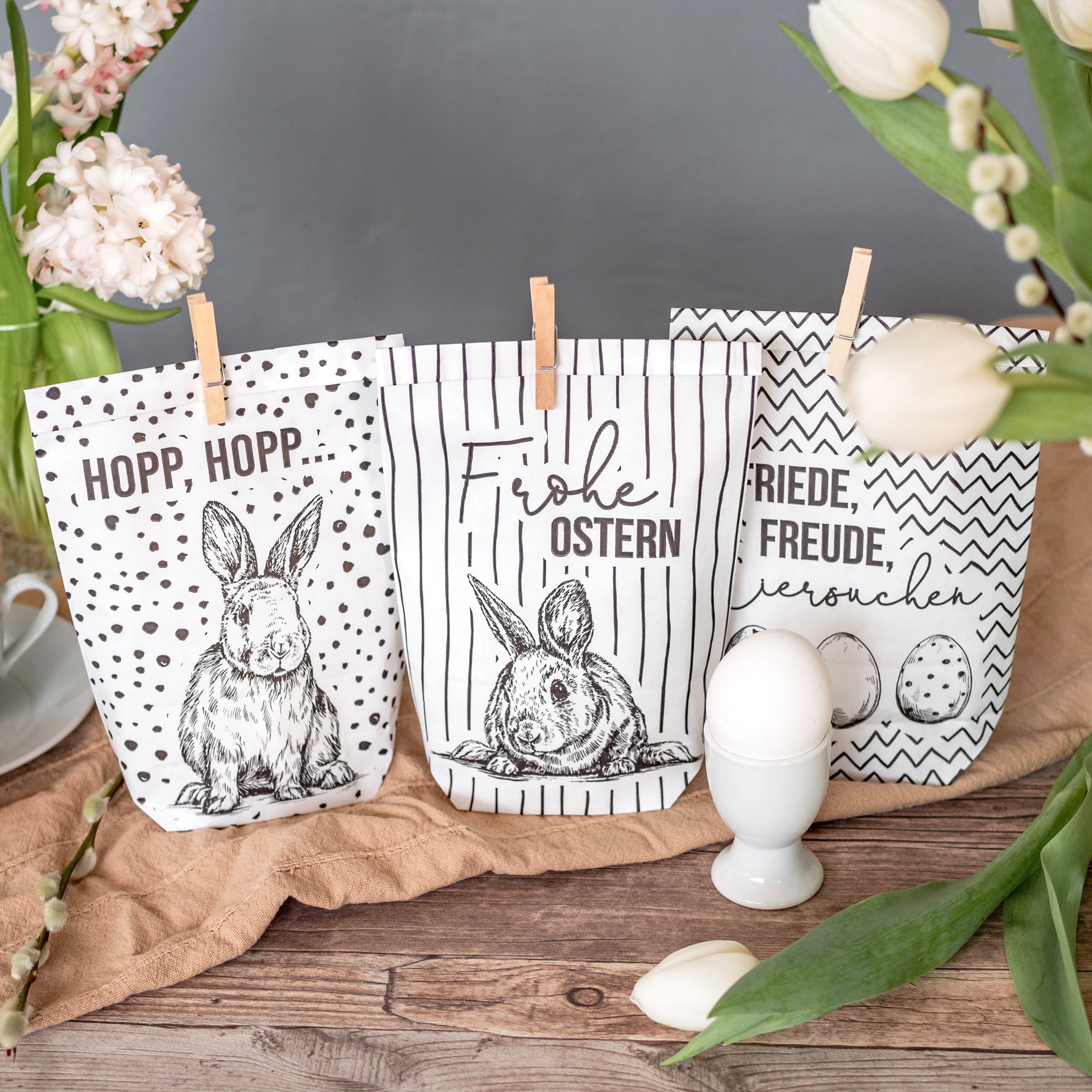 PAPIERDRACHEN Osternest 12 bedruckte Geschenktüten, Osterdekoration