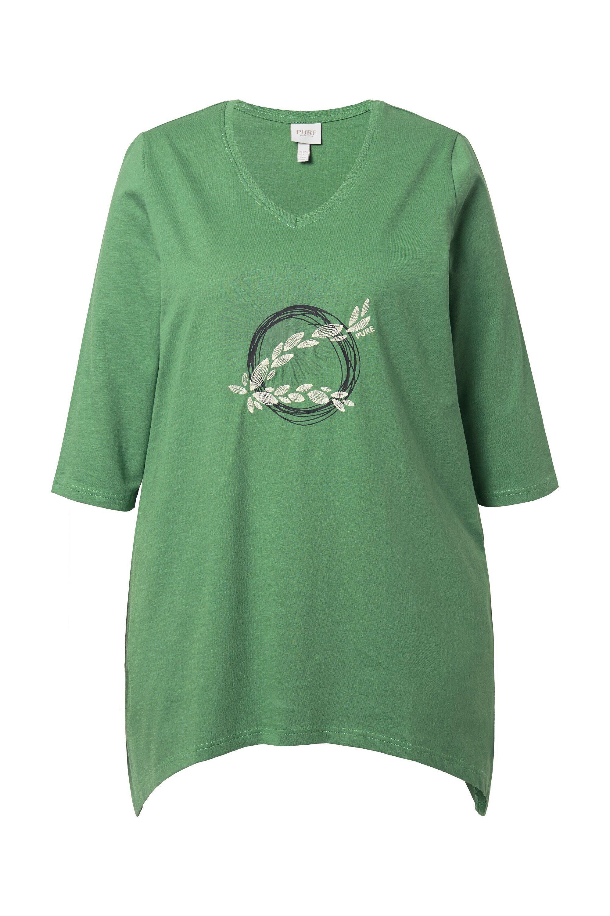 Ulla Popken Longshirt Shirt Stickerei V-Ausschnitt günstig online kaufen