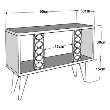 en.casa TV-Schrank »Ockelbo« Lowboard 45x90x30cm Ablagefach Weiß/Walnuss-Optik