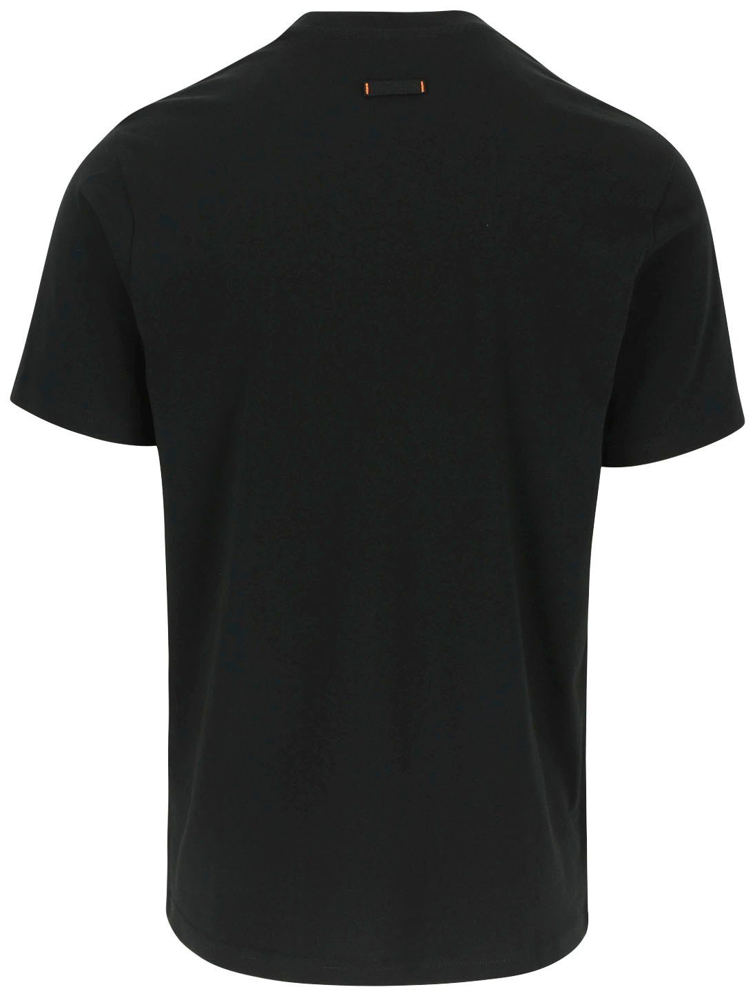 Rundhals, angenehmes Herock schwarz T-Shirt ENI Herock®-Aufdruck, Tragegefühl mit Baumwolle,