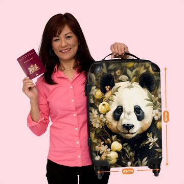 NoBoringSuitcases.com© Koffer Panda - Pandabär - Wildtiere - Blumen 67x43x25cm, 4 Rollen, Mittelgroßer Koffer für Erwachsene, Reisekoffer