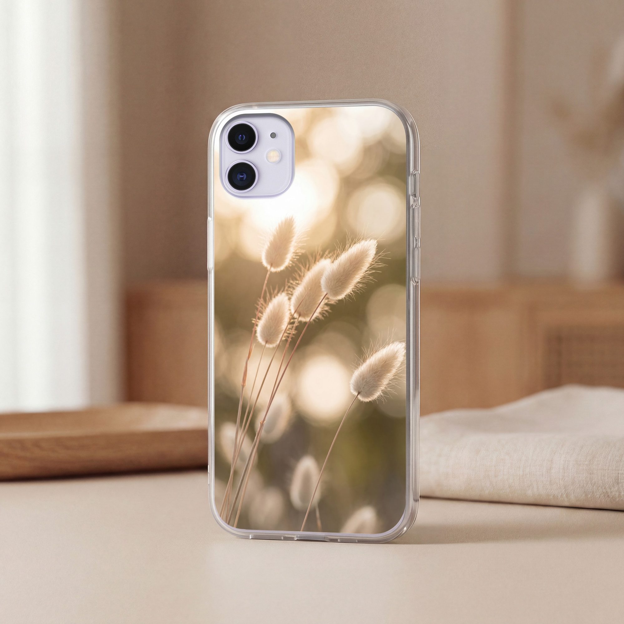 MuchoWow Handyhülle für Apple iPhone 11 Haselschwanzgras - Weiß - Sonnenlicht, Smartphone-Bumper, Print, Handy Schutzhülle Dünn