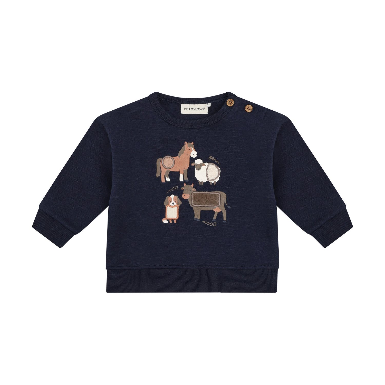 Minymo Sweater Baby Sweatshirt aus Baumwolle mit Bauernhof-Tiermotiven